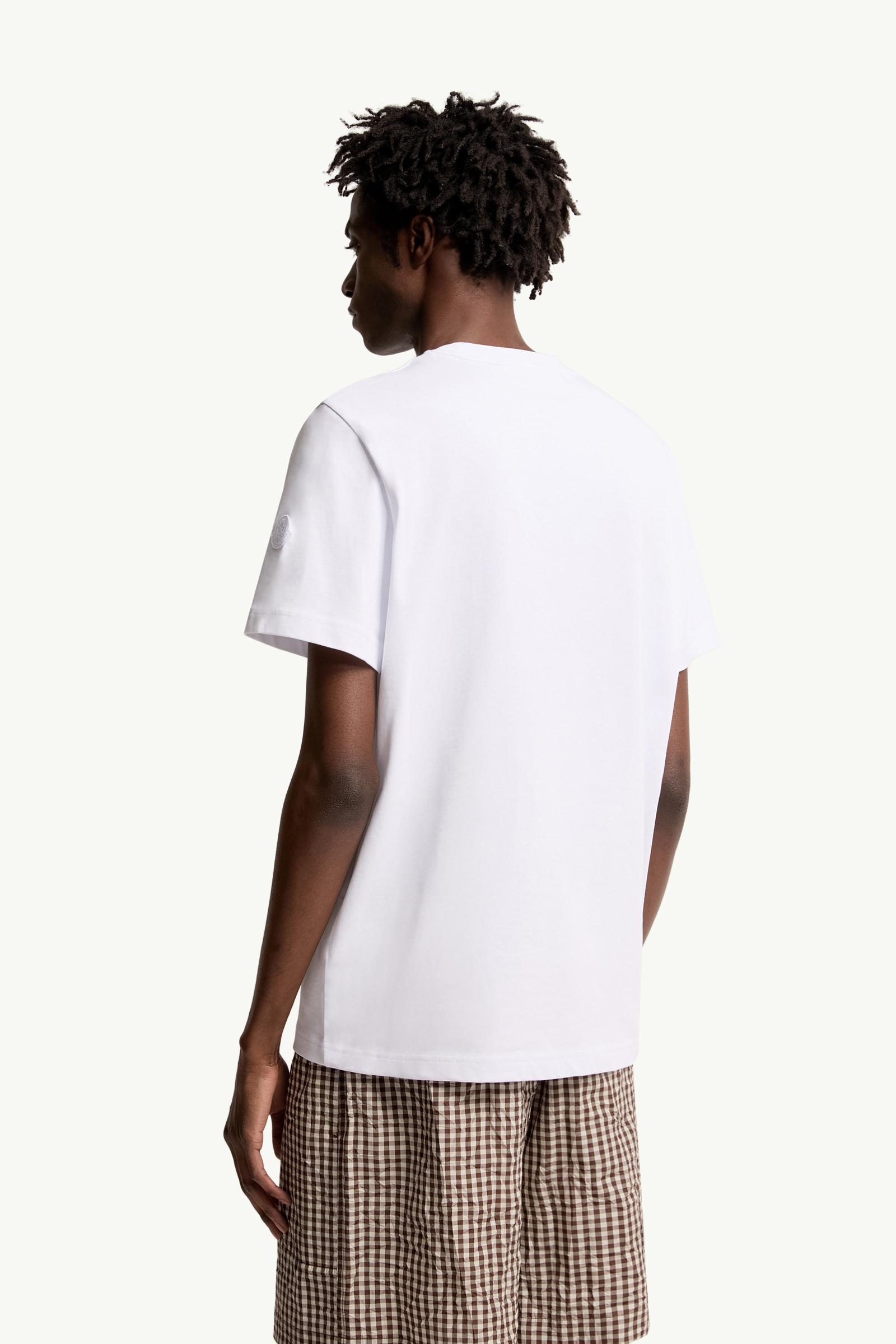 Moncler Sketch Embroidered Logo Cotton T-Shirt White White
