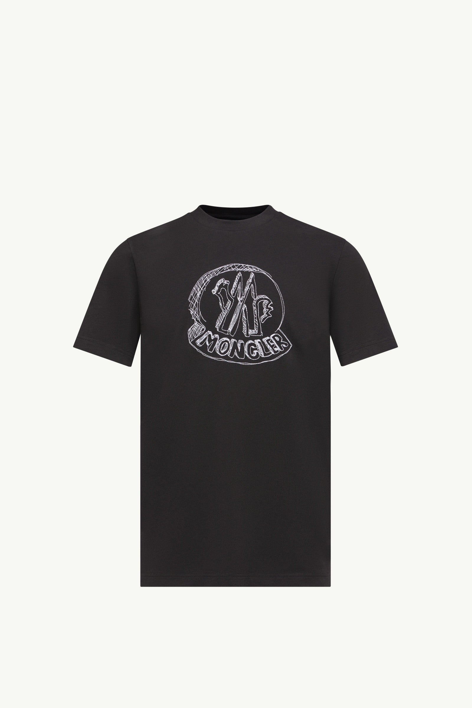 Moncler Sketch Embroidered Logo Cotton T-Shirt Black Black