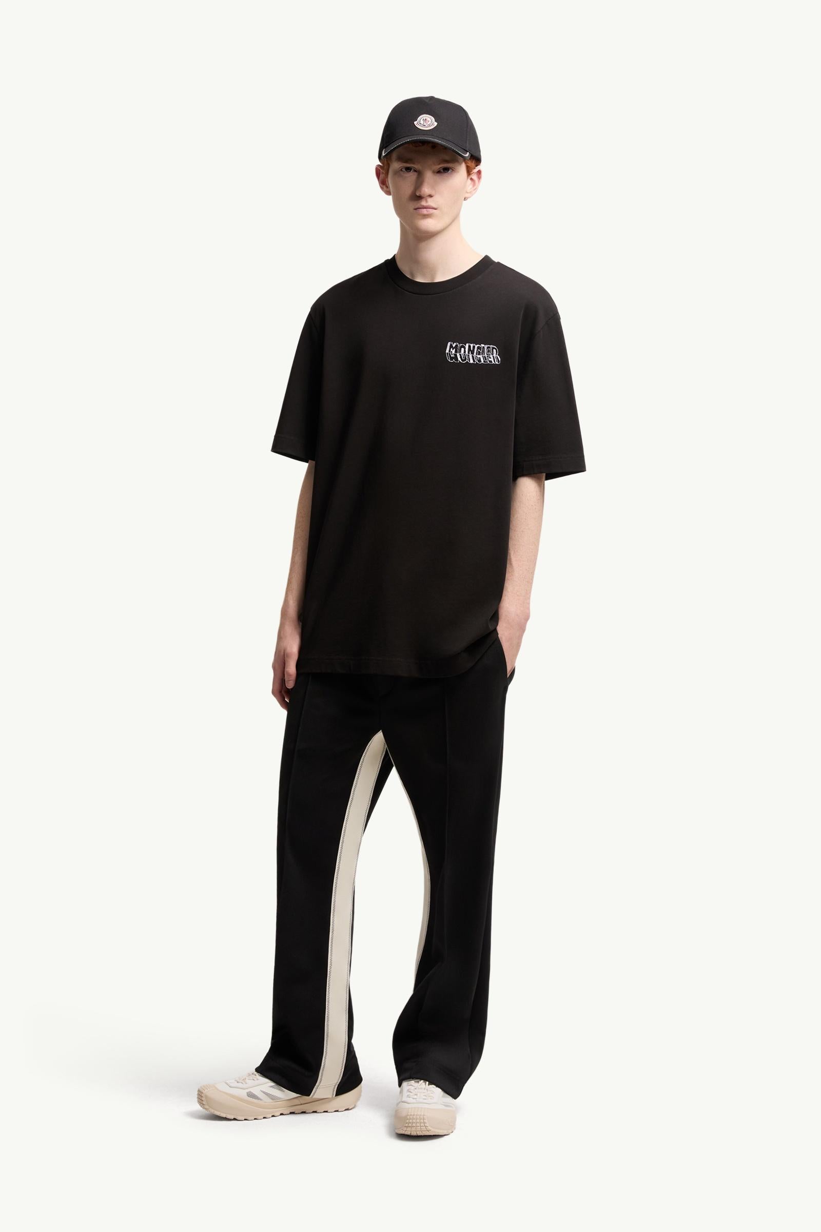 Moncler Sketch Embroidered Logo Cotton T-Shirt Black Black