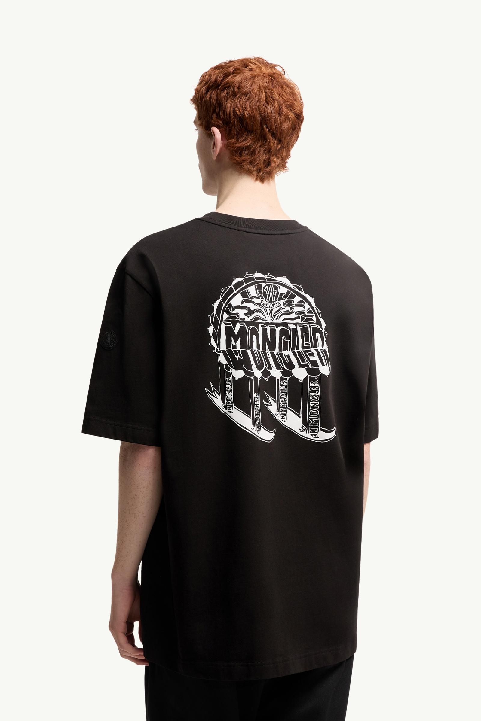 Moncler Sketch Embroidered Logo Cotton T-Shirt Black Black