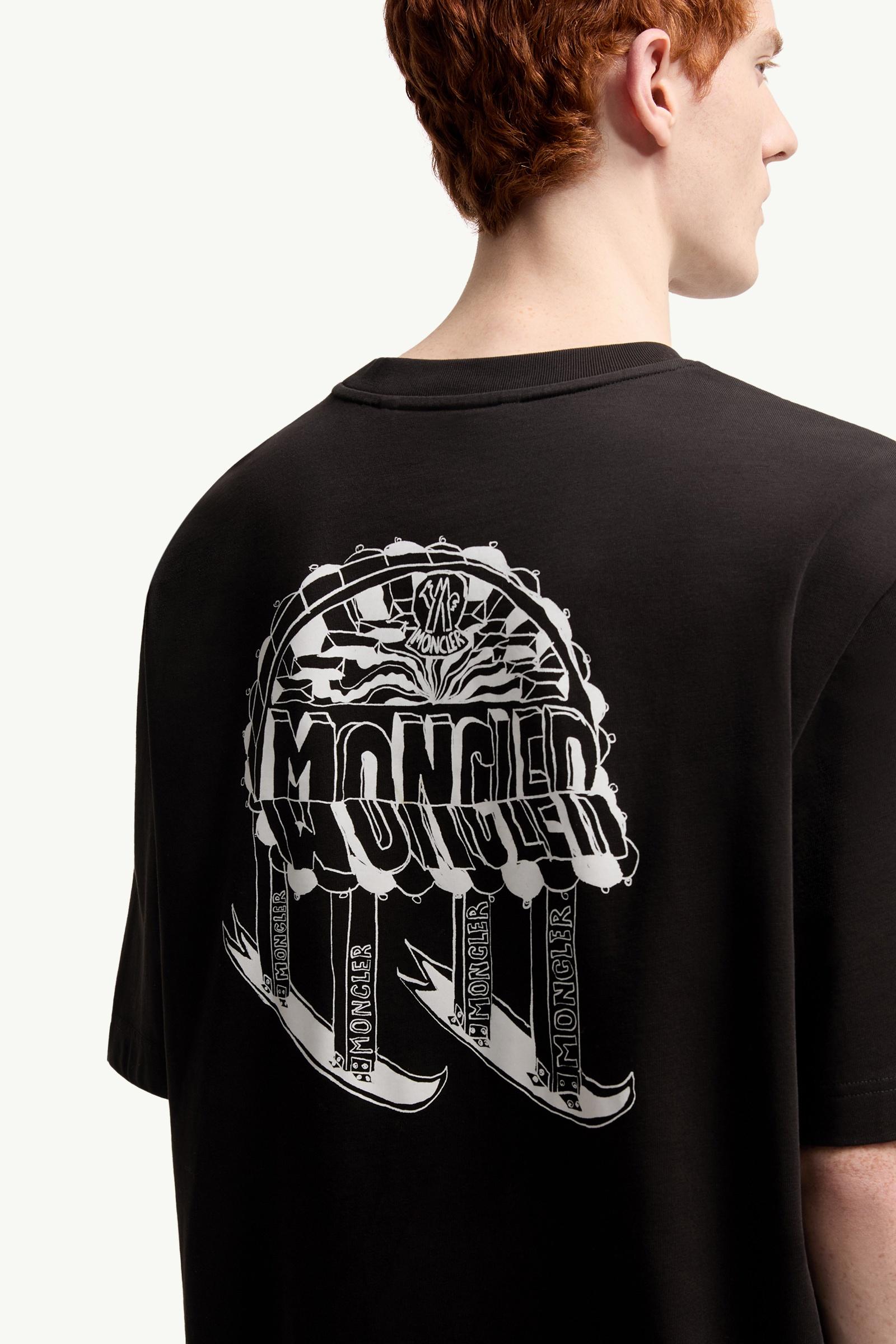 Moncler Sketch Embroidered Logo Cotton T-Shirt Black Black