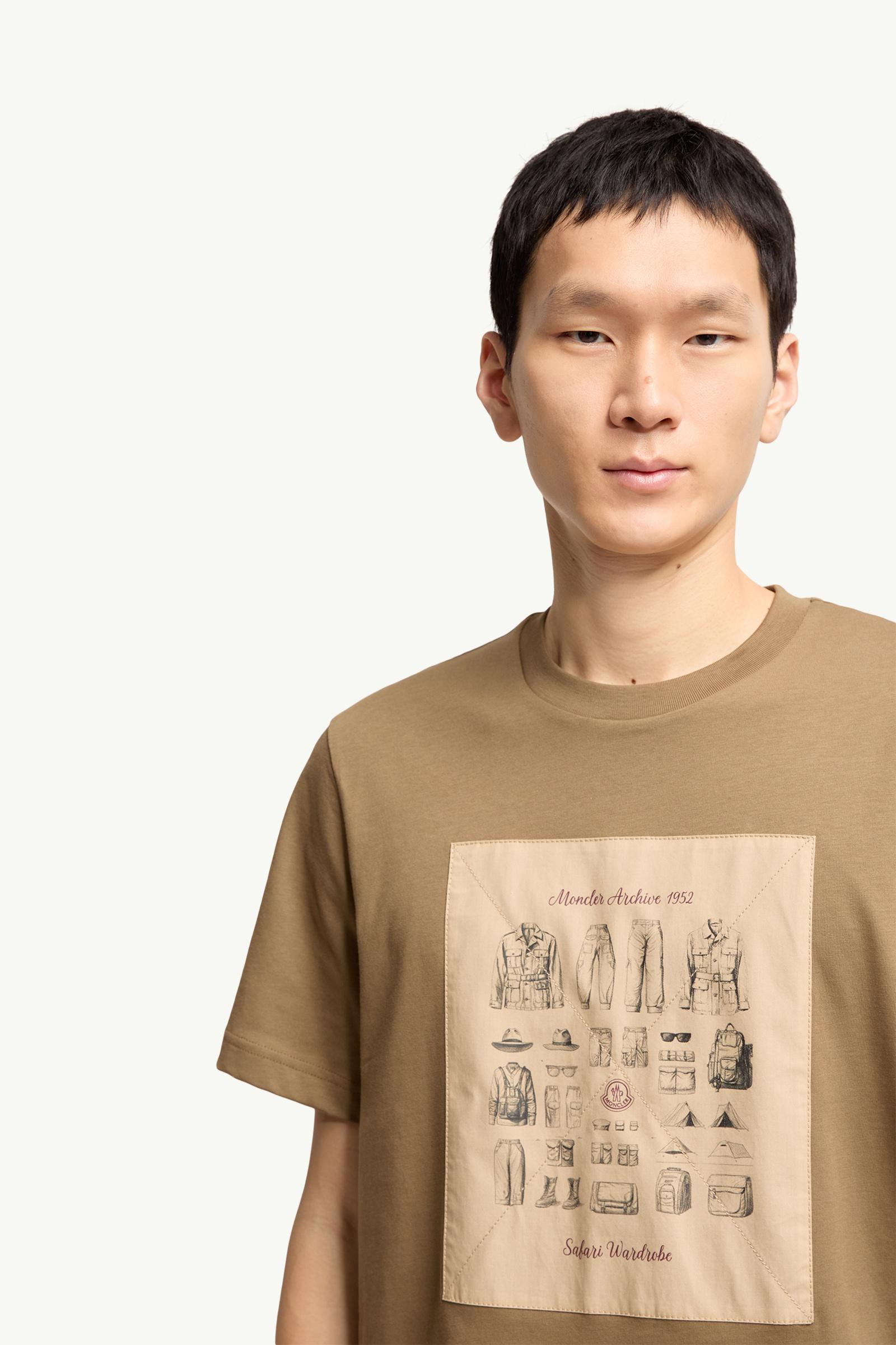 Moncler Safari Wardrobe Print Cotton T-Shirt Olive Green Olive Green