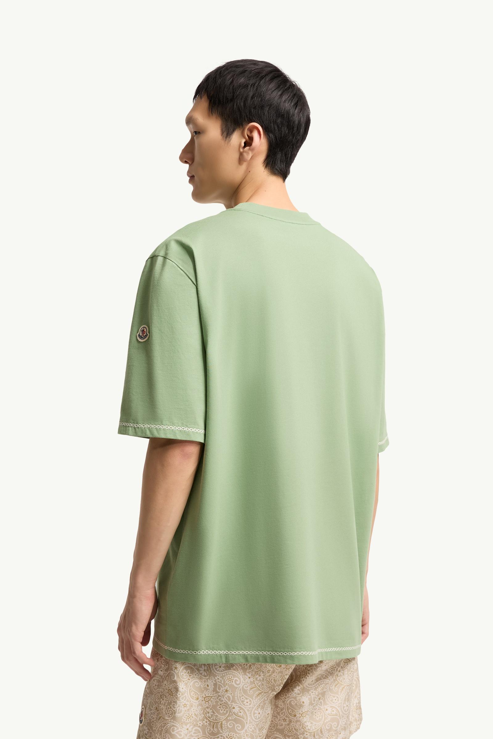 Moncler Embroidered Anchor Cotton T-Shirt Green Green