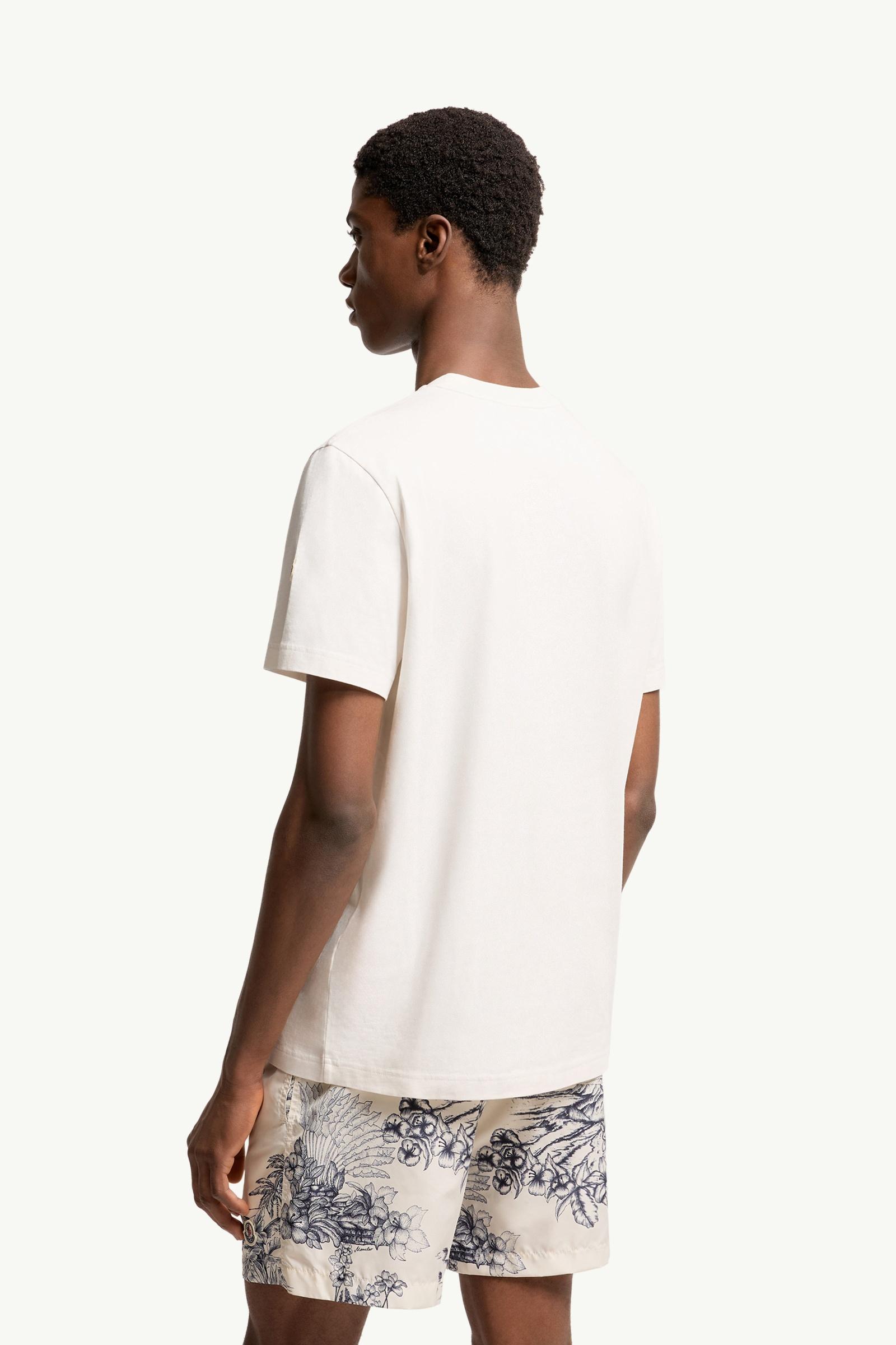 Moncler Embroidered Cotton T-Shirt White White