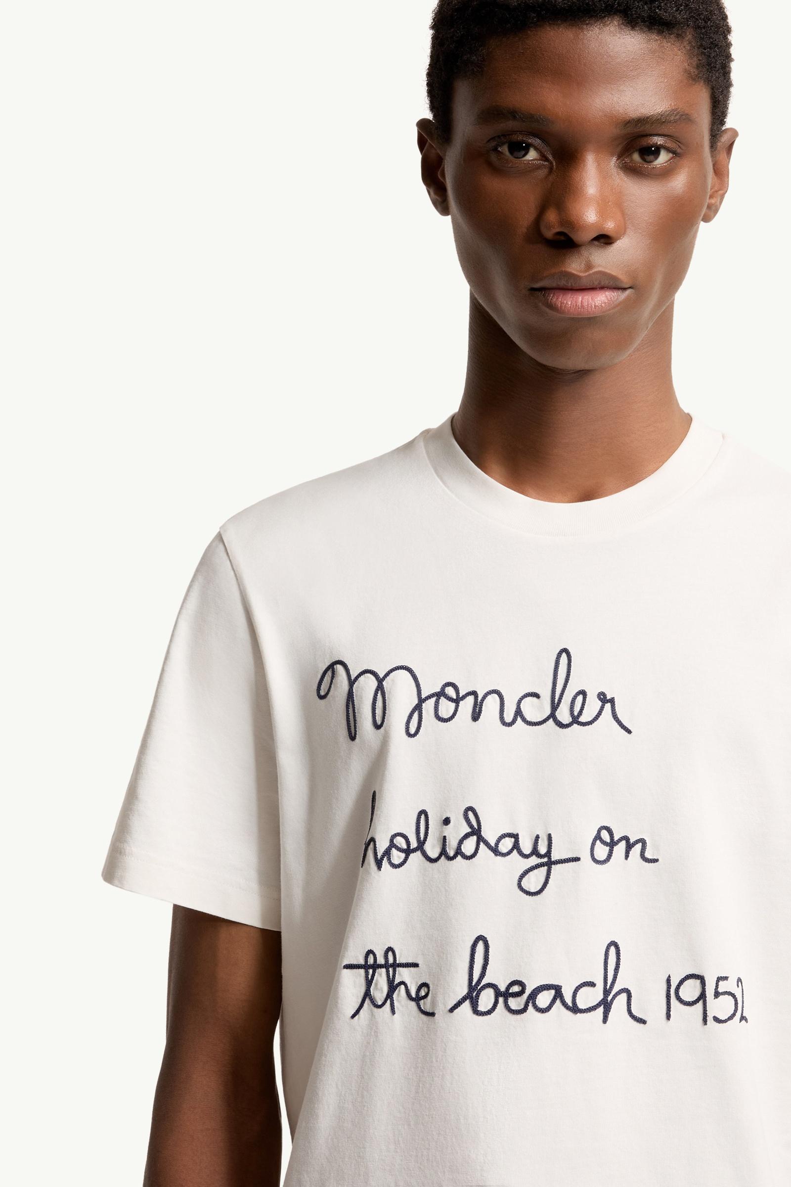 Moncler Embroidered Cotton T-Shirt White White