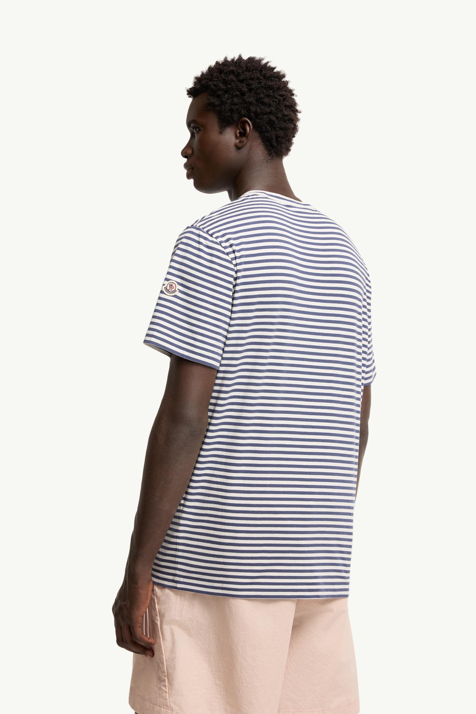 Moncler Striped Cotton & Modal Blend T-Shirt White & Blue White & Blue
