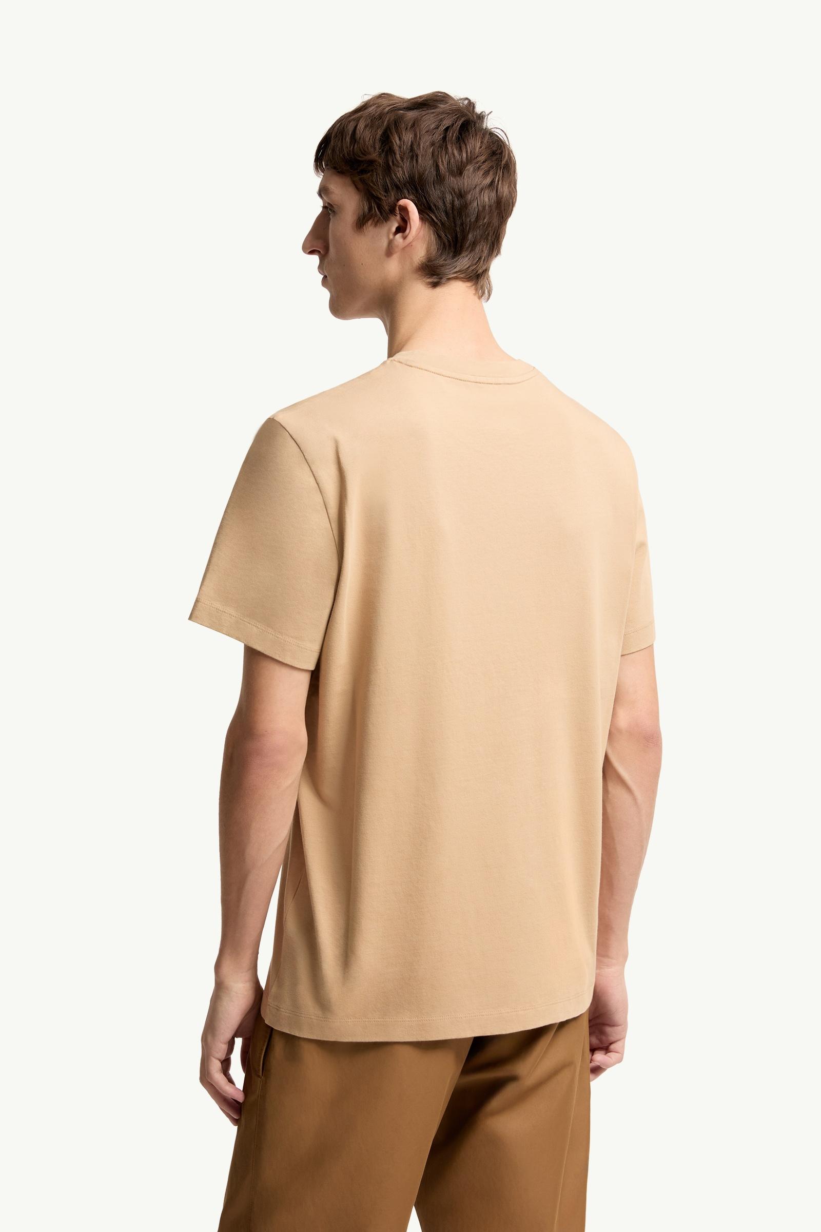 Moncler Flocked Logo Cotton T-Shirt Light Beige Light Beige