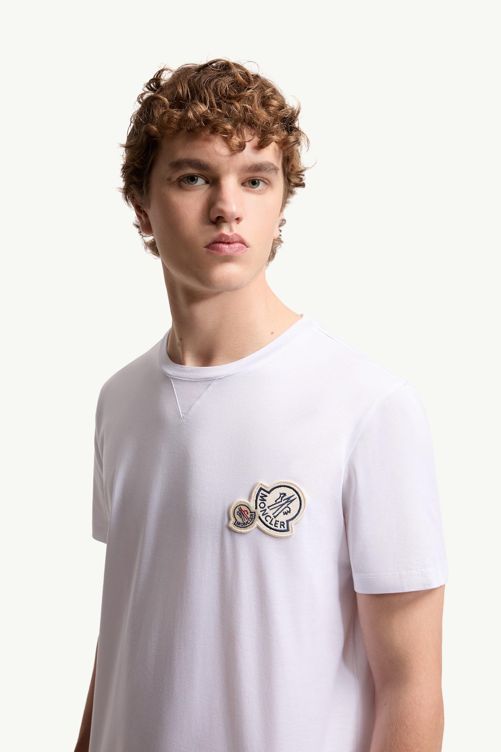 Moncler Double Logo Patch Cotton T-Shirt Optical White Optical White