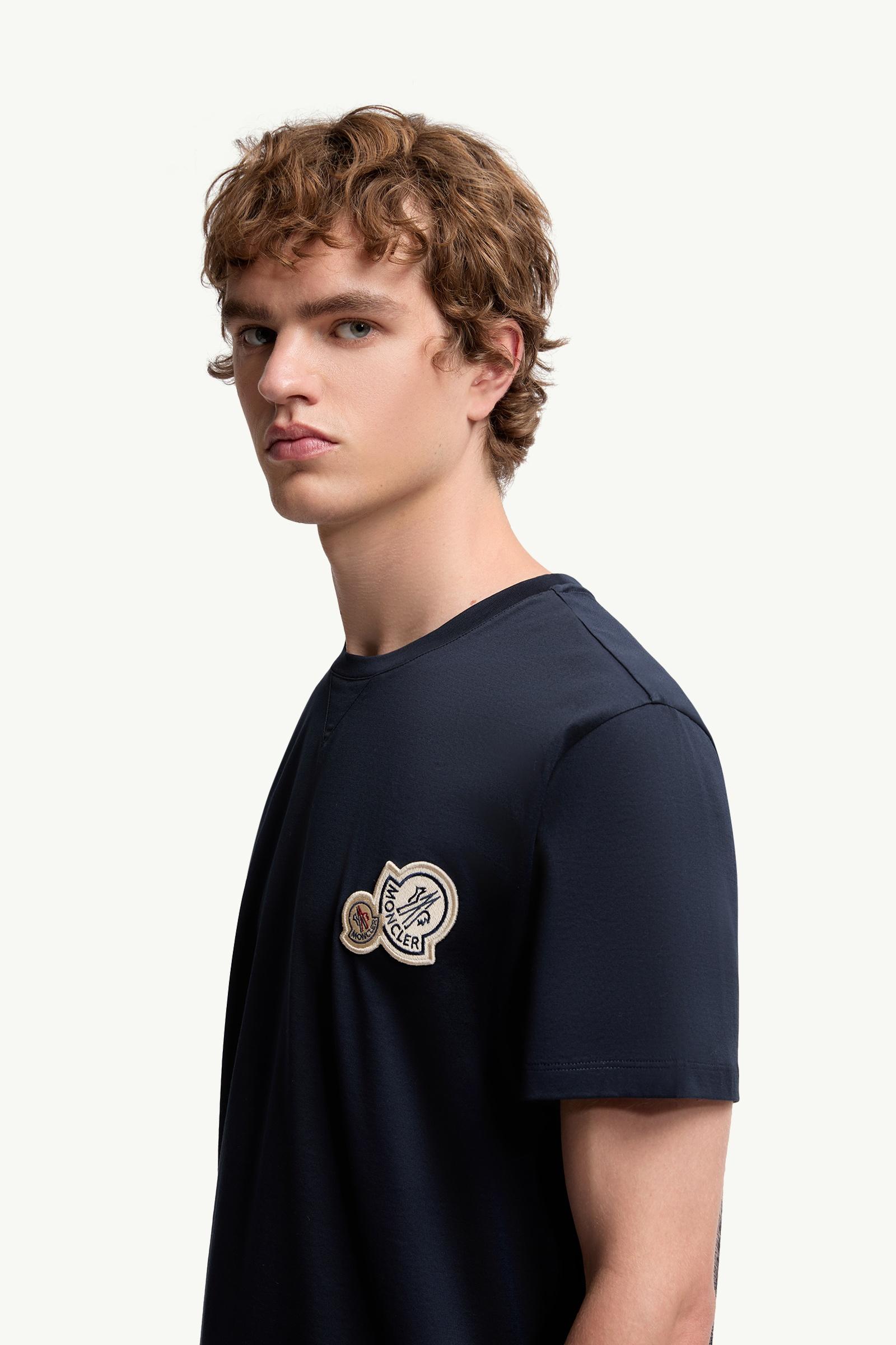 Moncler Double Logo Patch Cotton T-Shirt Dark Blue Dark Blue