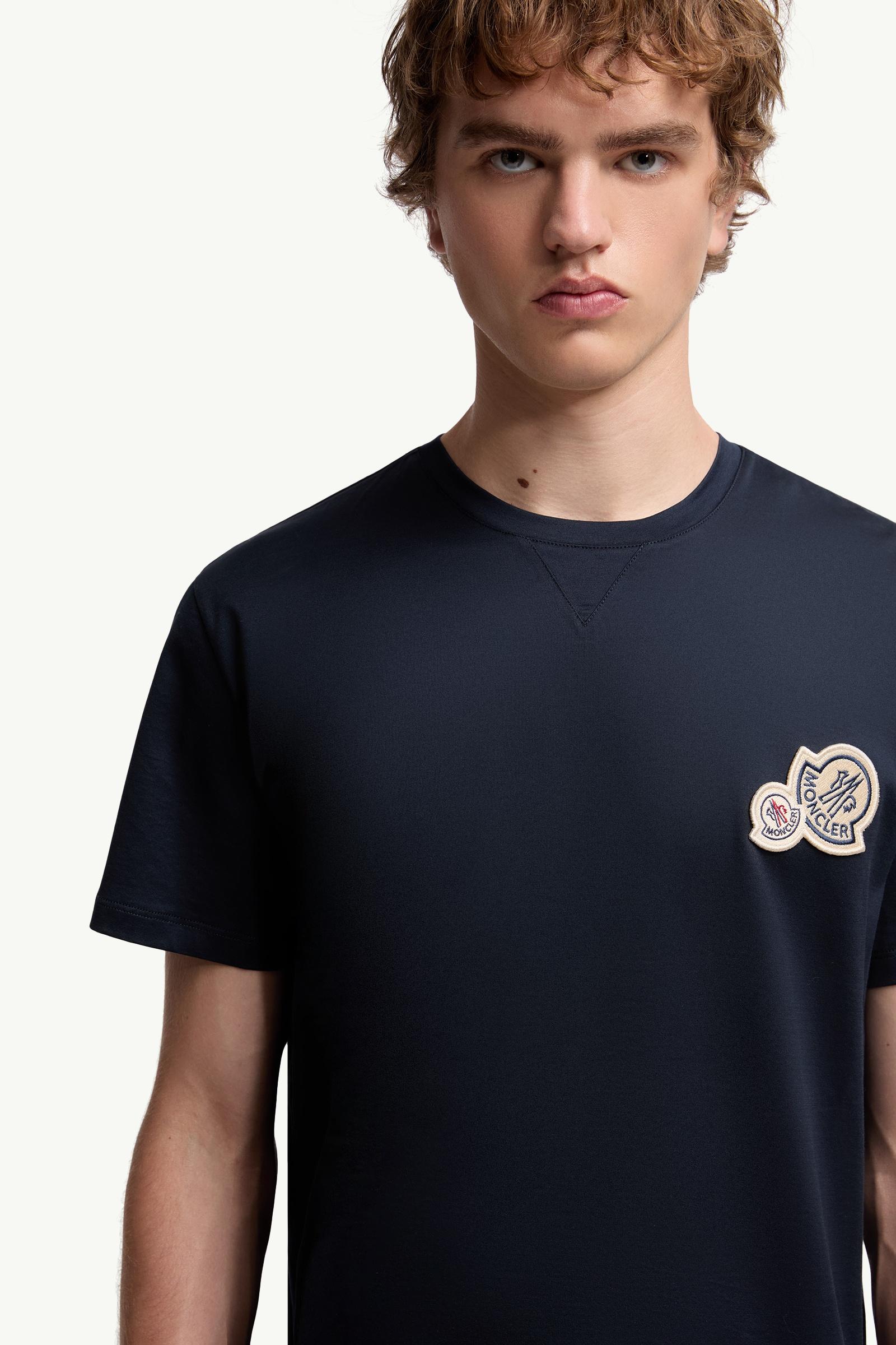Moncler Double Logo Patch Cotton T-Shirt Dark Blue Dark Blue