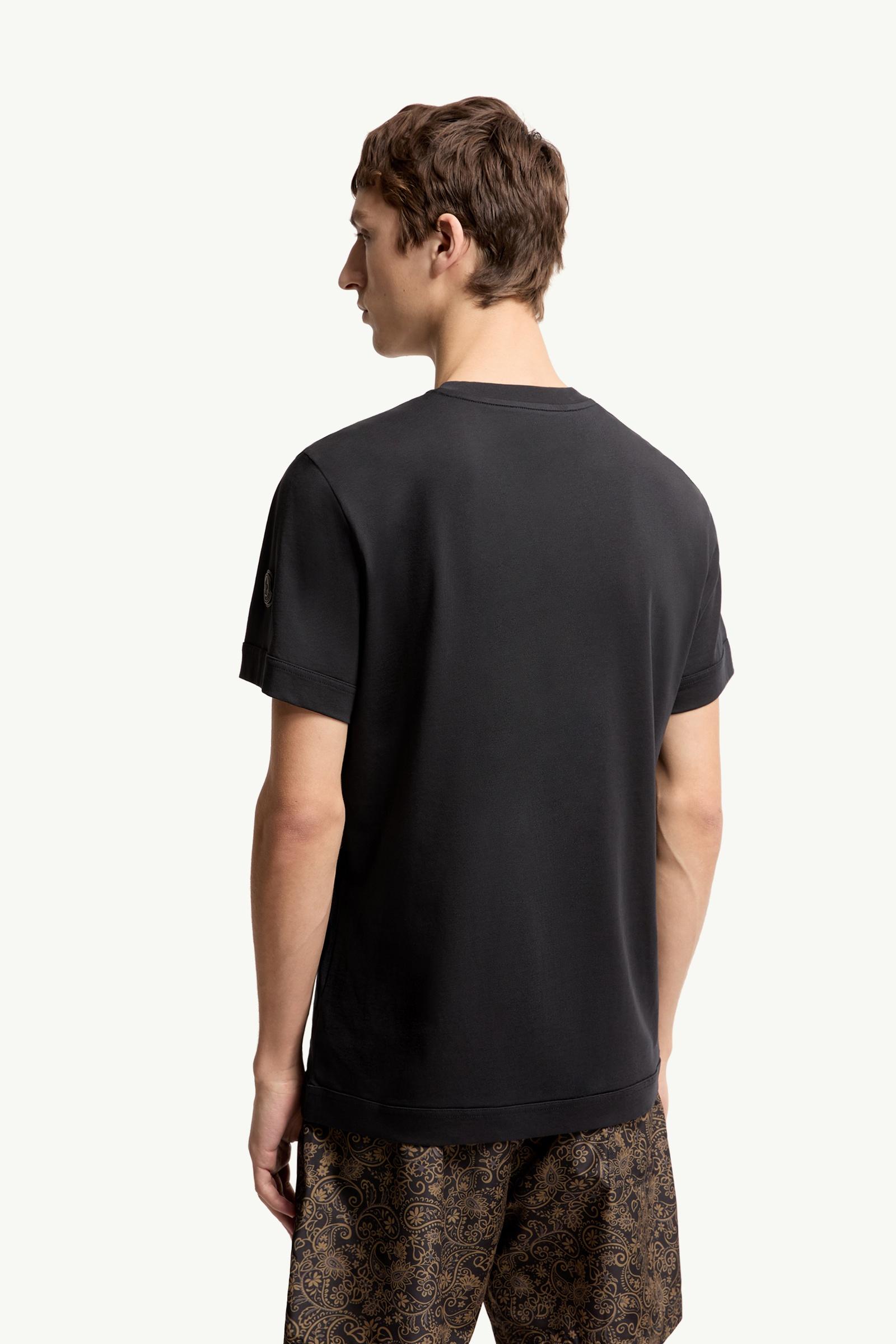 Moncler Paisley Print Cotton T-Shirt Navy Blue Navy Blue