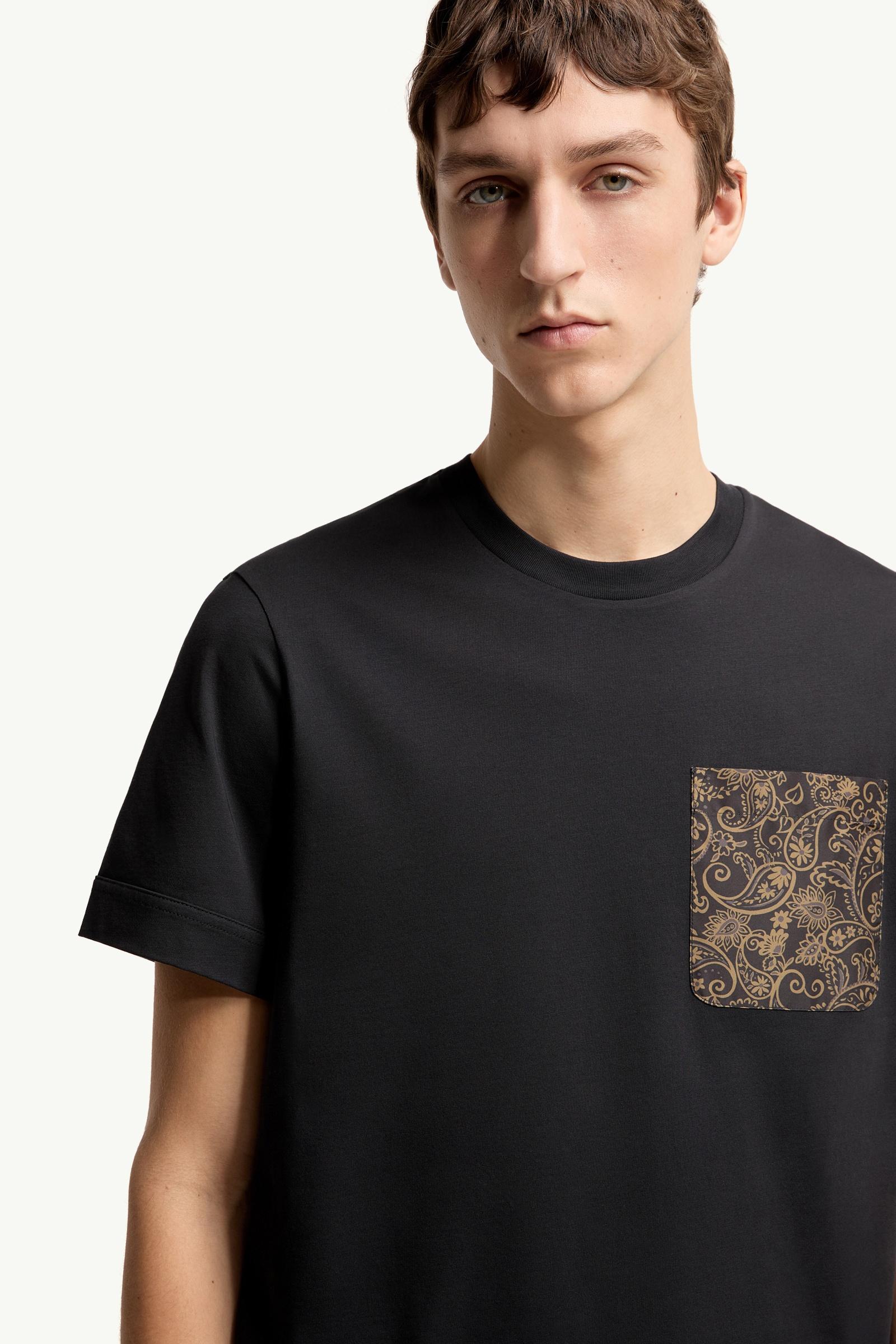 Moncler Paisley Print Cotton T-Shirt Navy Blue Navy Blue