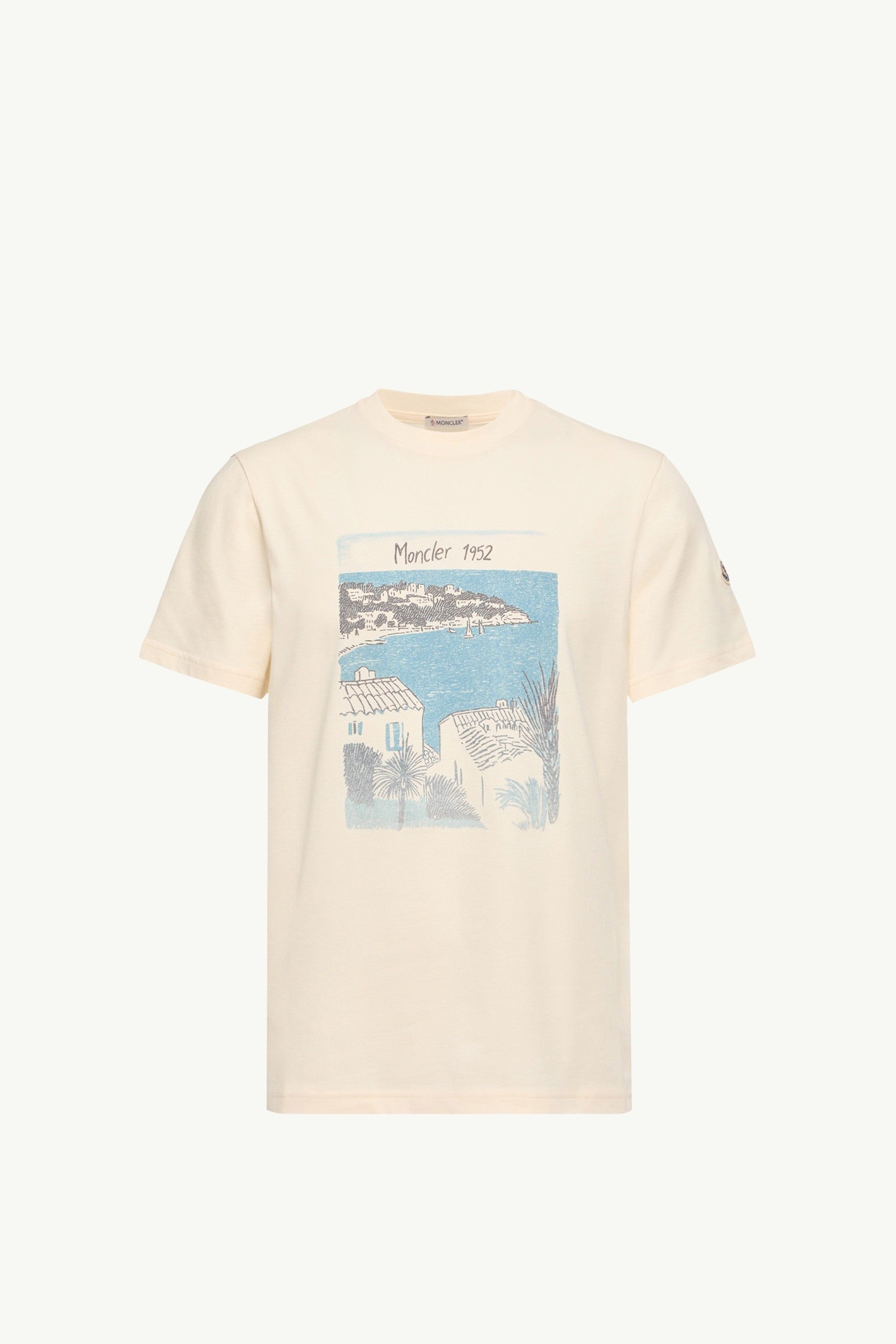 Moncler Seaside Print Cotton T-Shirt White Ivory White Ivory