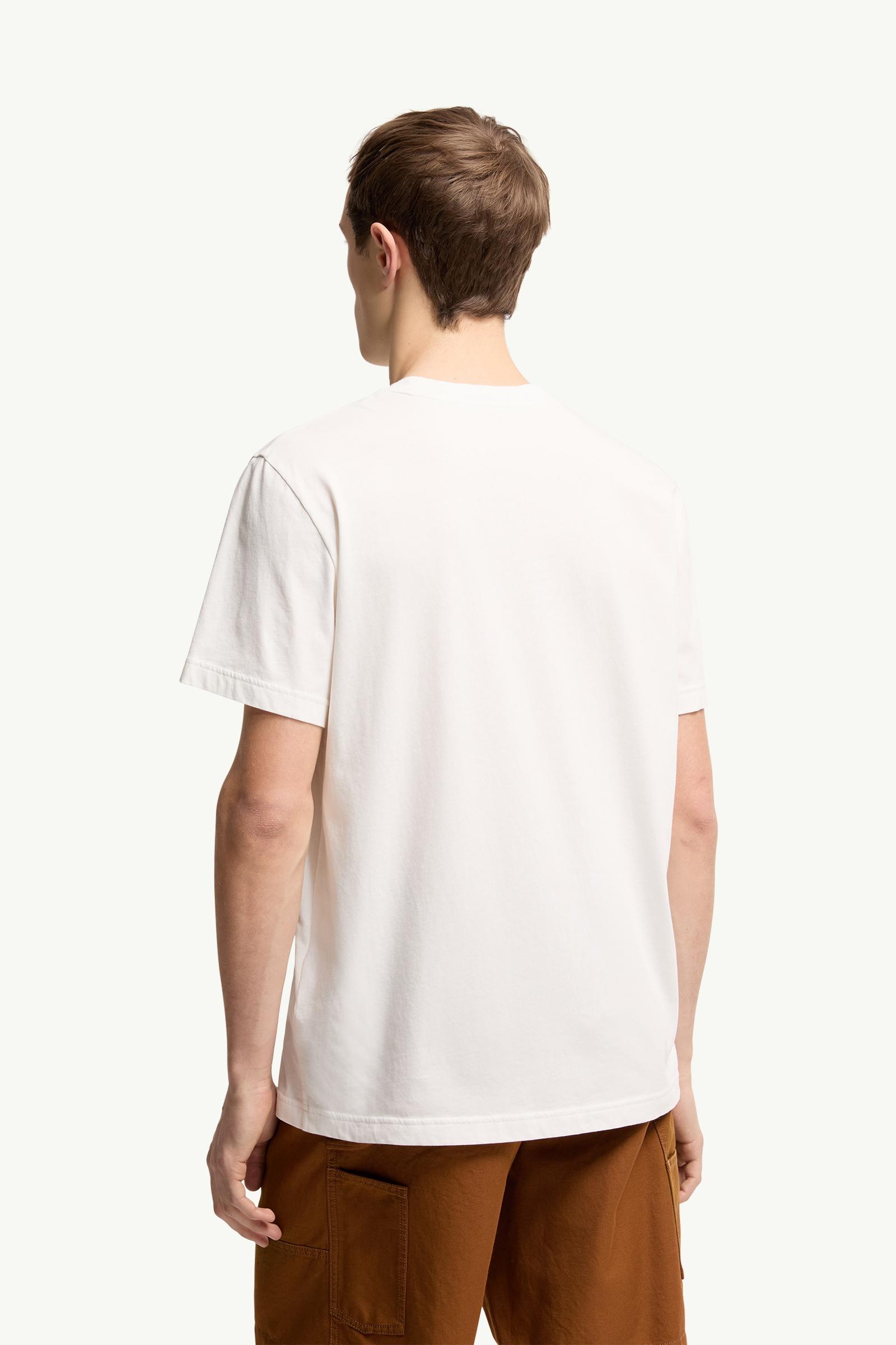 Moncler Embroidered Tricolor Logo Cotton T-Shirt White White
