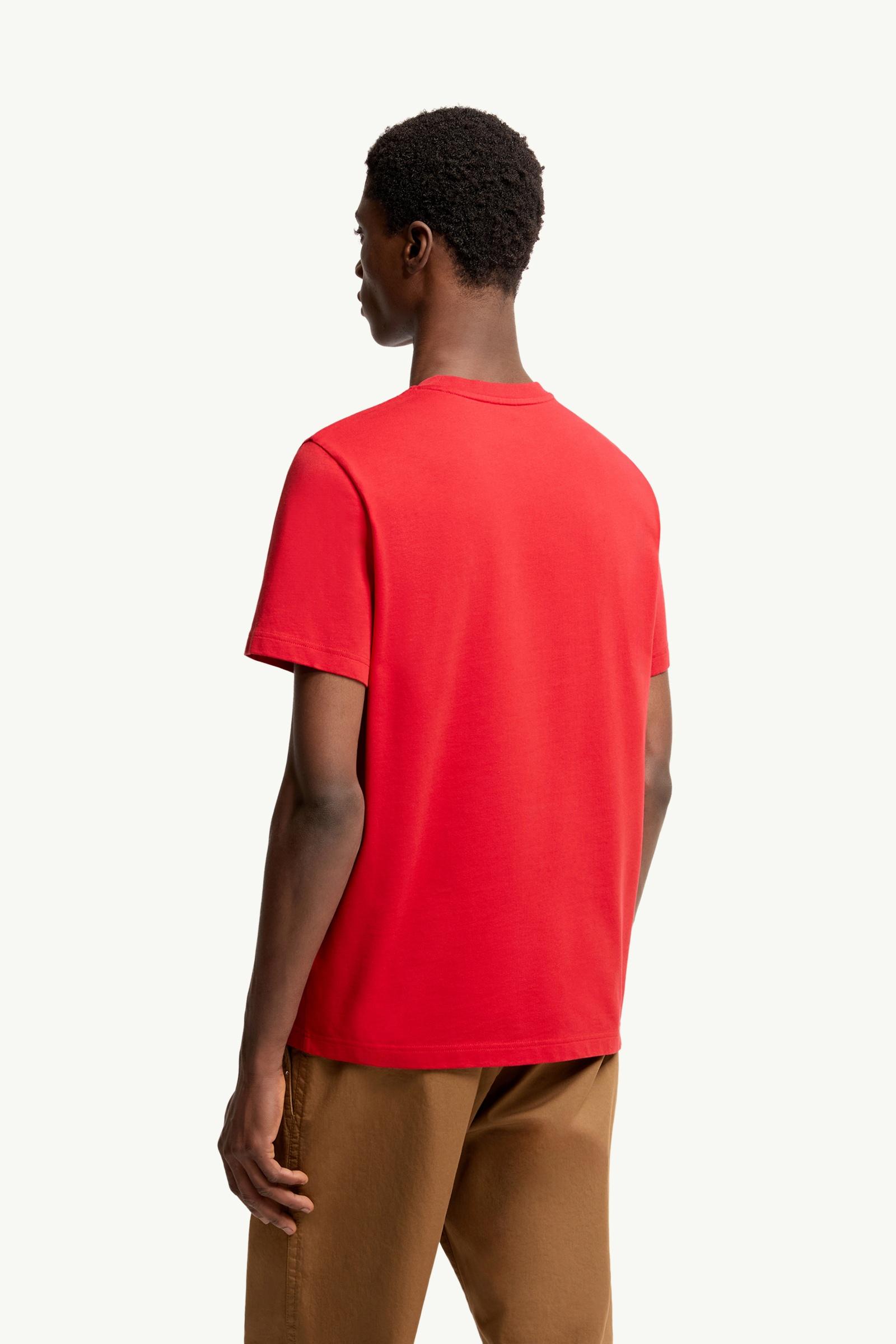 Moncler Embroidered Tricolor Logo Cotton T-Shirt Red Red