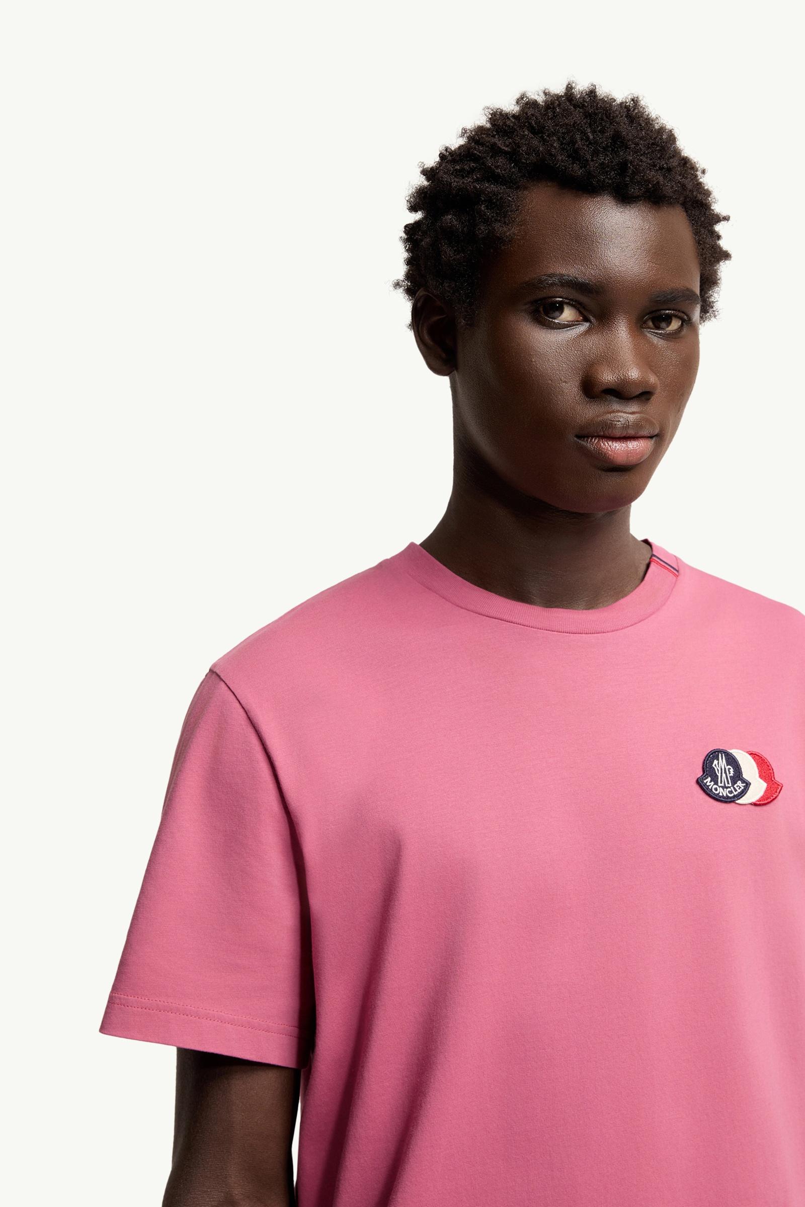 Moncler Embroidered Tricolor Logo Cotton T-Shirt Fuchsia Fuchsia