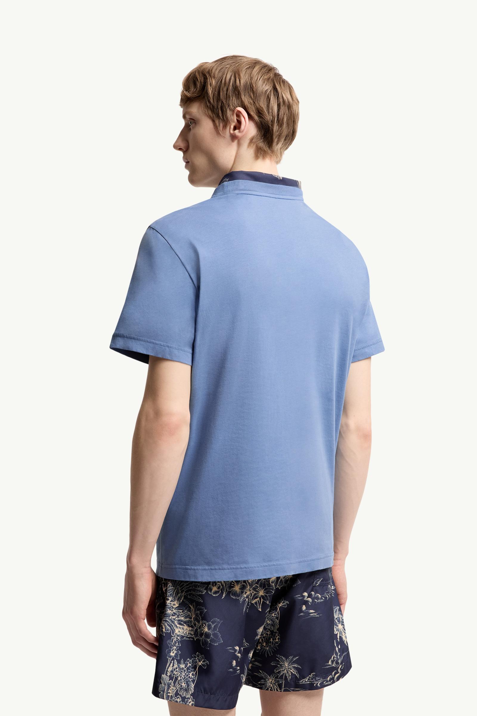 Moncler Embroidered Tricolor Logo Cotton T-Shirt Light Blue Light Blue