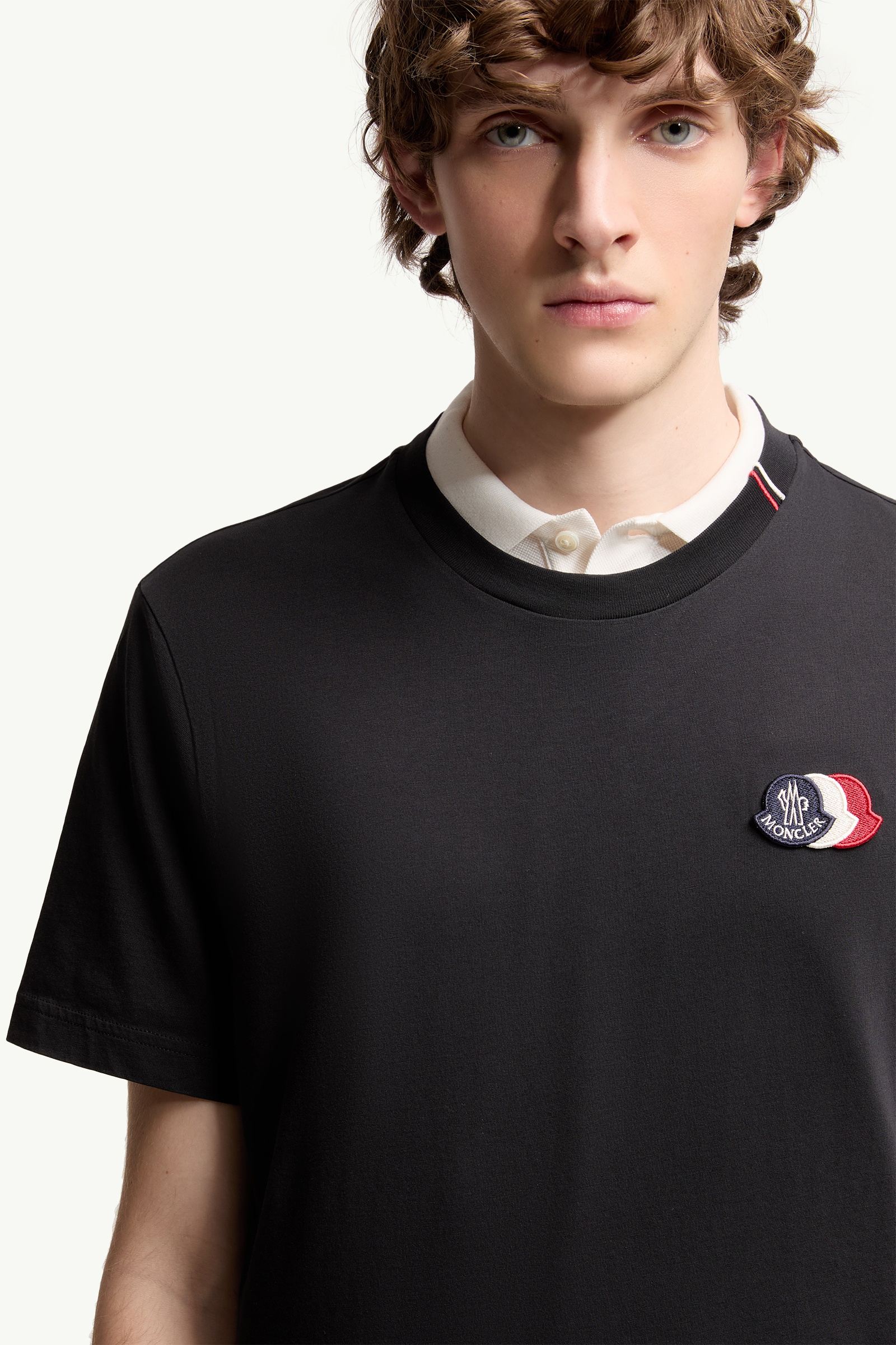 Moncler Embroidered Tricolor Logo Cotton T-Shirt Navy Blue Navy Blue