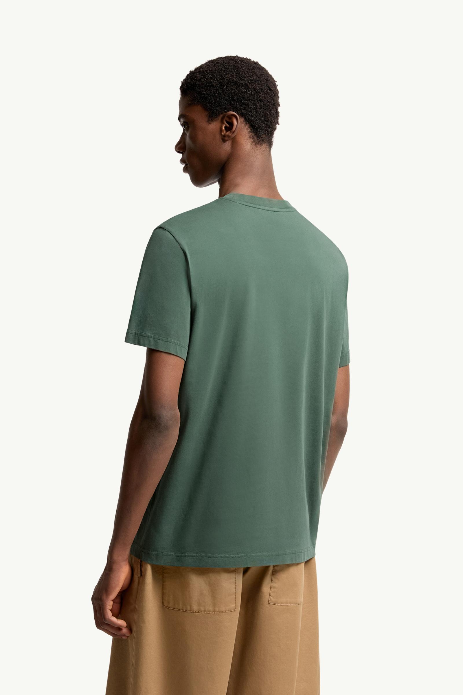 Moncler Embroidered Tricolor Logo Cotton T-Shirt Emerald Green Emerald Green