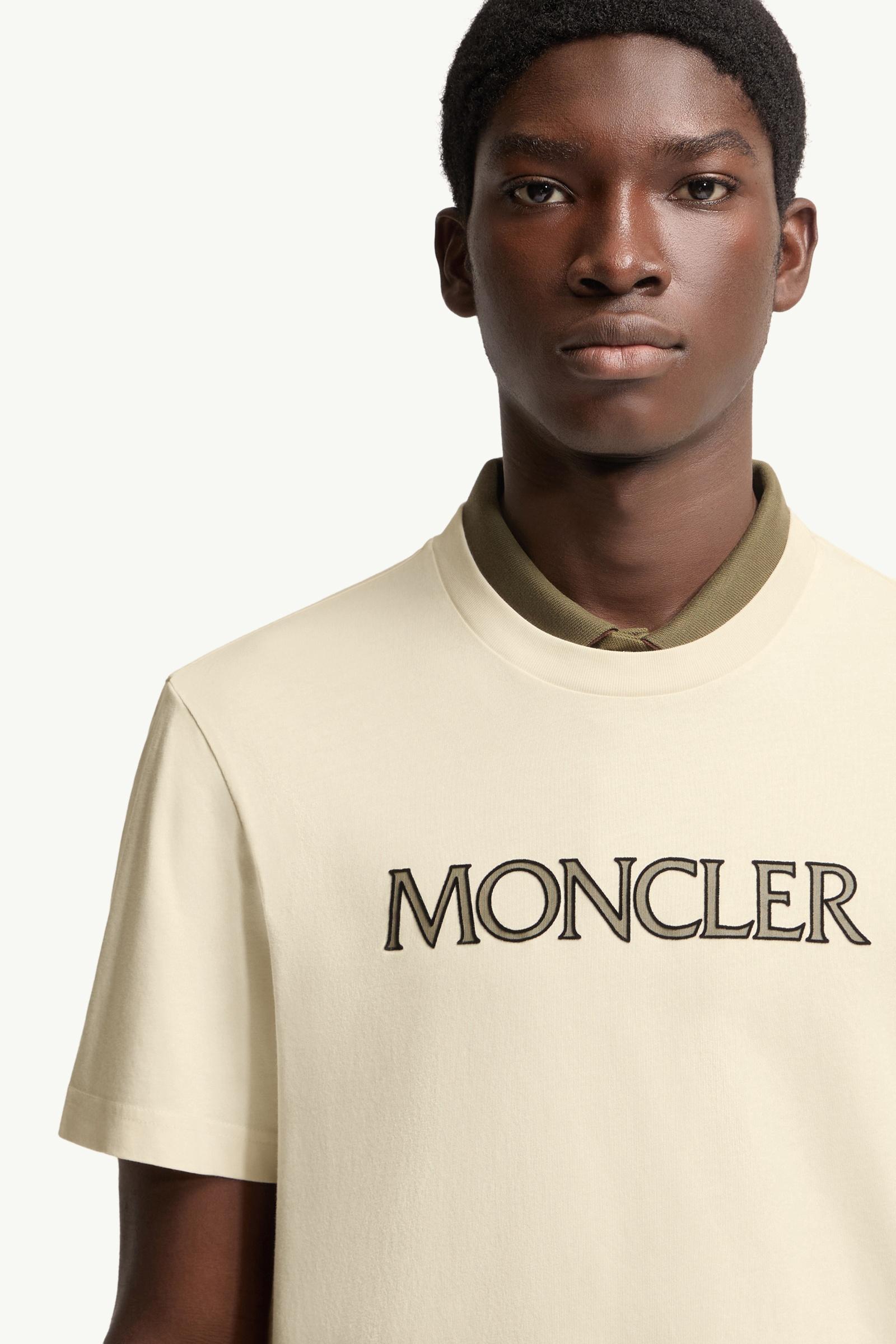 Moncler Logo Print Cotton T-Shirt White Ivory White Ivory