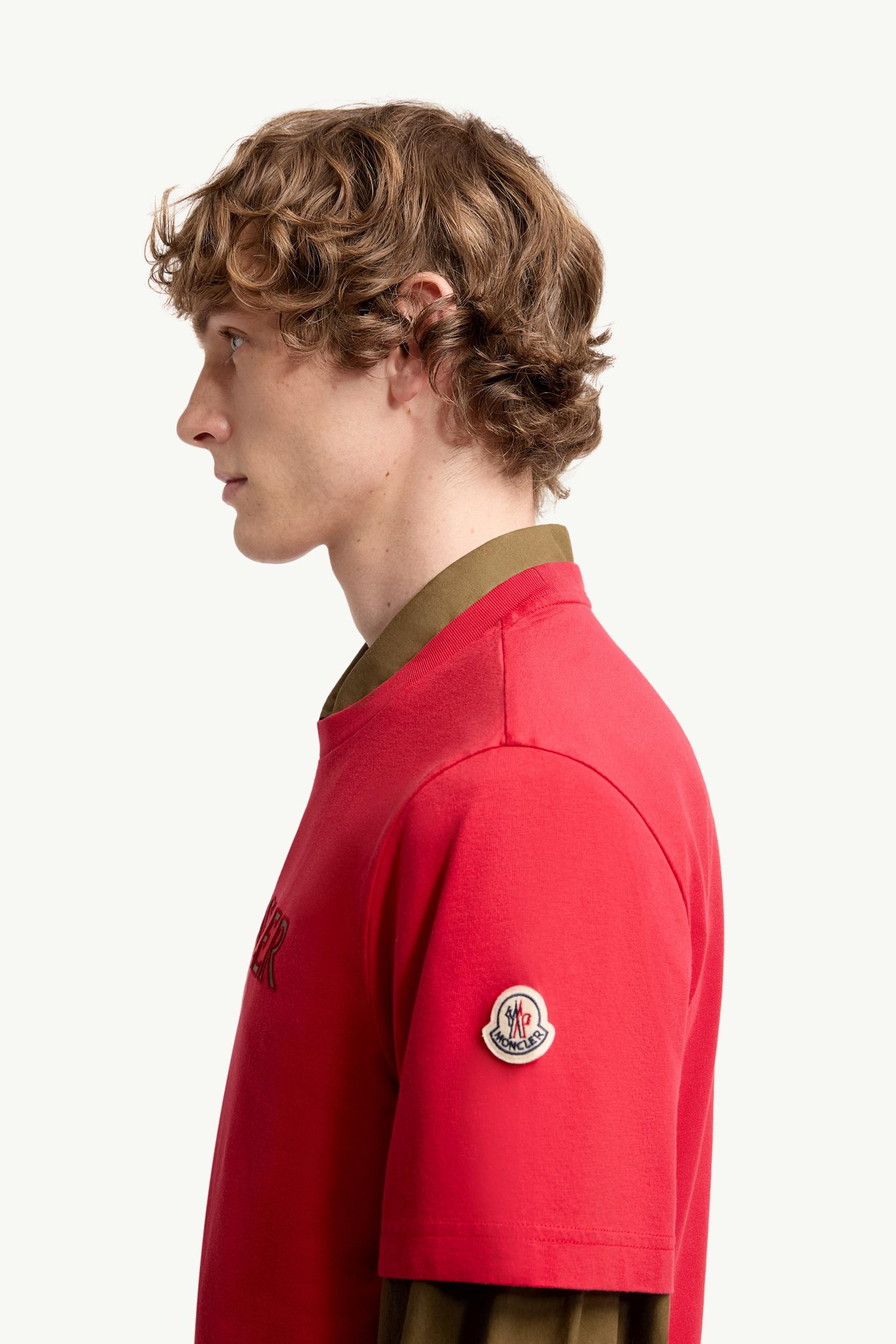 Moncler Logo Print Cotton T-Shirt Red Red