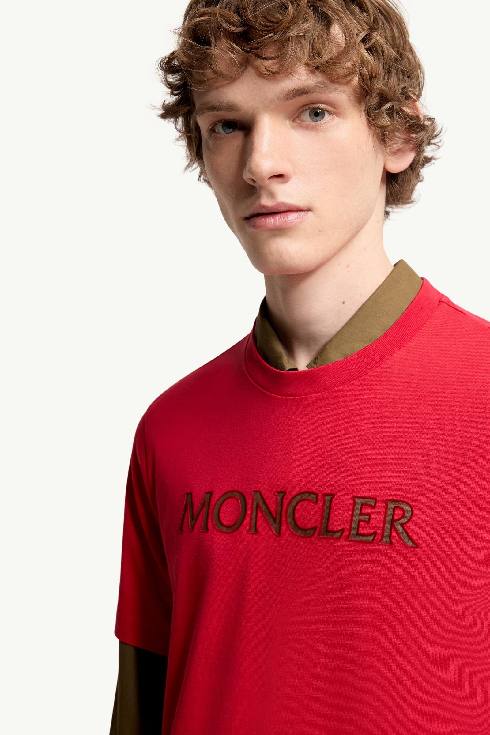 Moncler Logo Print Cotton T-Shirt Red Red
