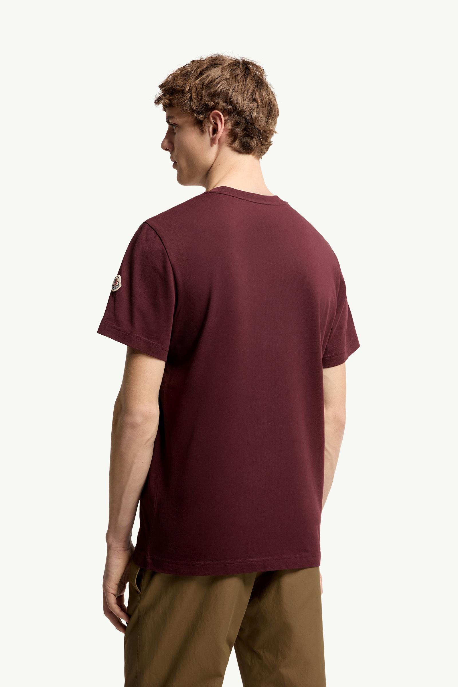 Moncler Logo Print Cotton T-Shirt Burgundy Burgundy