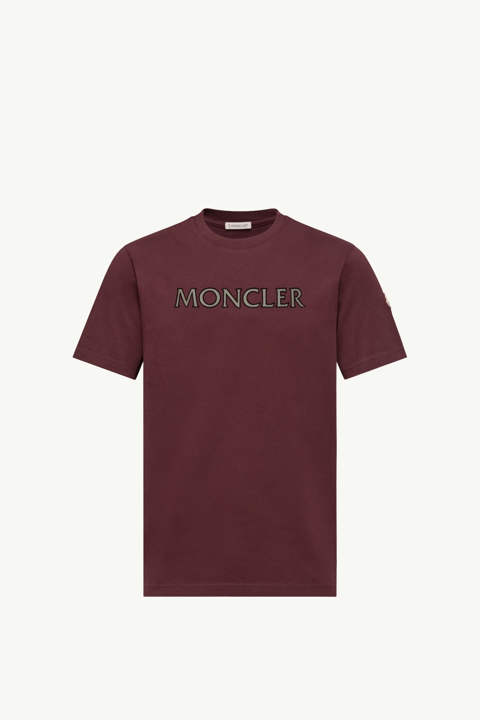Moncler Logo Print Cotton T-Shirt Burgundy Burgundy