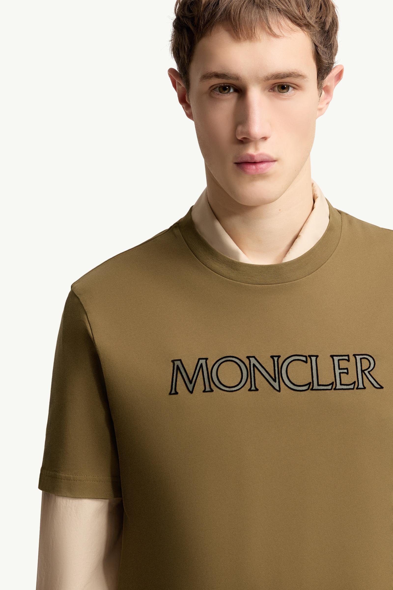 Moncler Logo Print Cotton T-Shirt Olive Green Olive Green