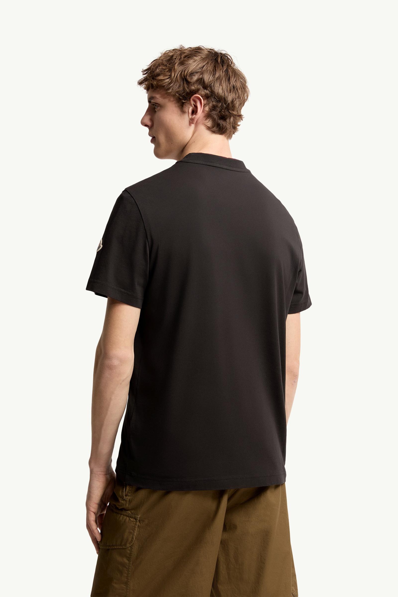 Moncler Logo Print Cotton T-Shirt Black Black