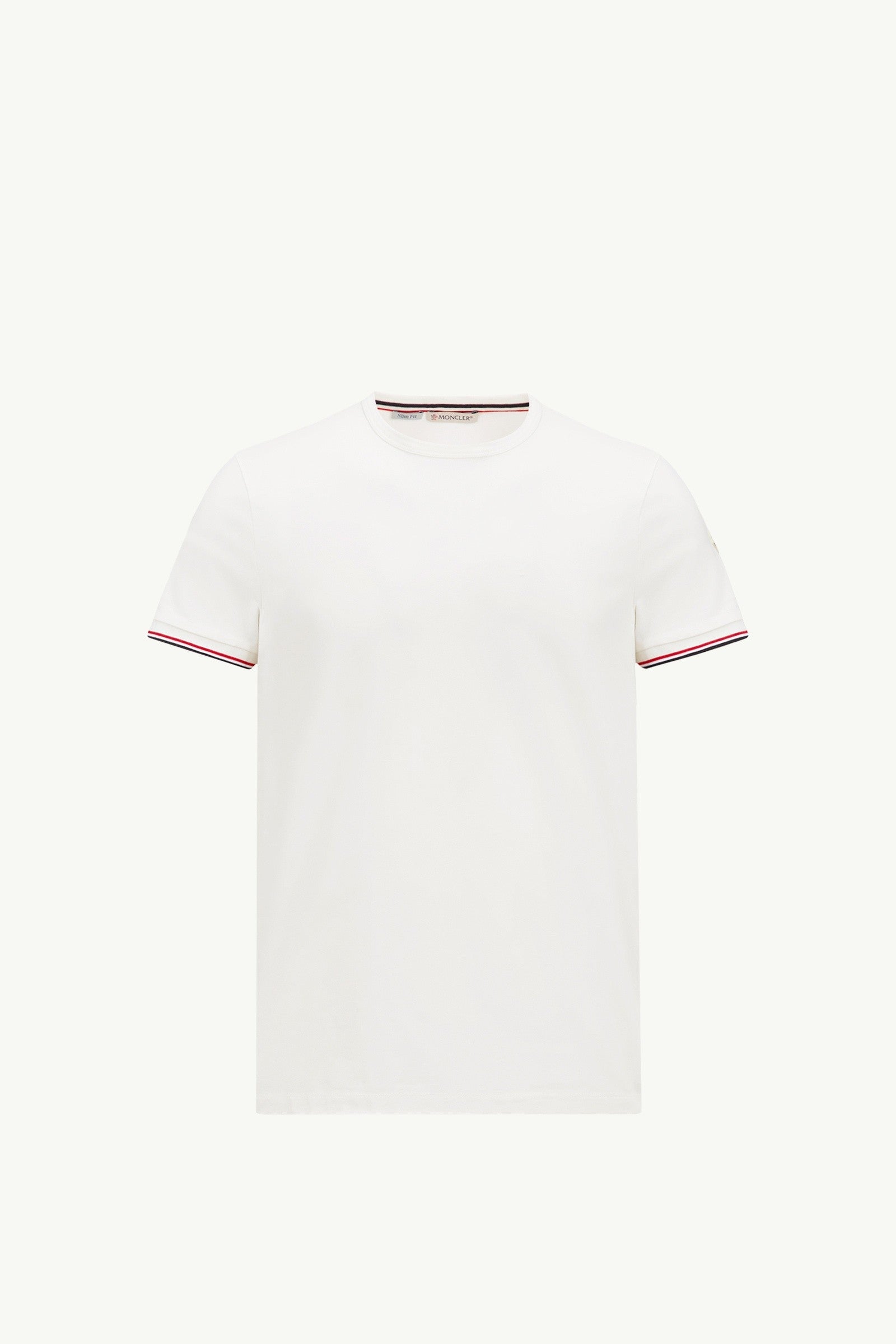 Moncler Tricolor-Trimmed Cotton T-Shirt Off White Off White