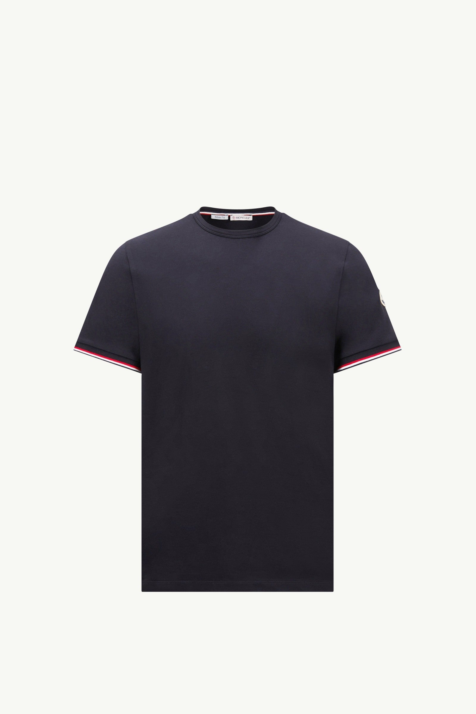 Moncler Tricolor-Trimmed Cotton T-Shirt Night Blue Night Blue
