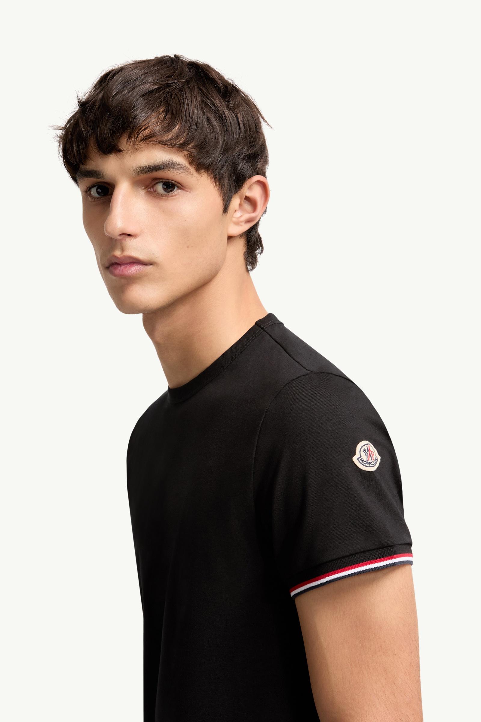 Moncler Tricolor-Trimmed Cotton T-Shirt Black Black