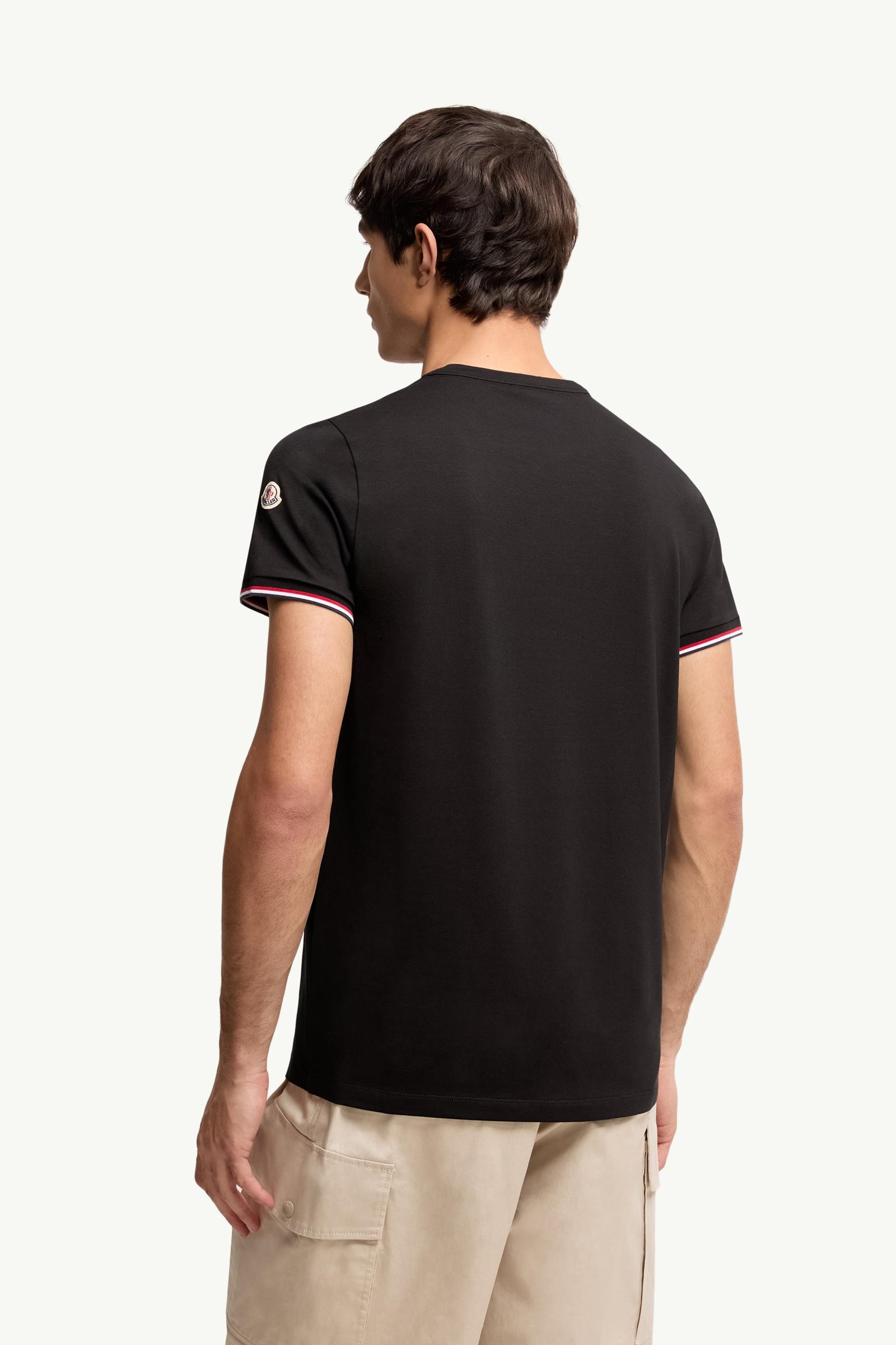 Moncler Tricolor-Trimmed Cotton T-Shirt Black Black