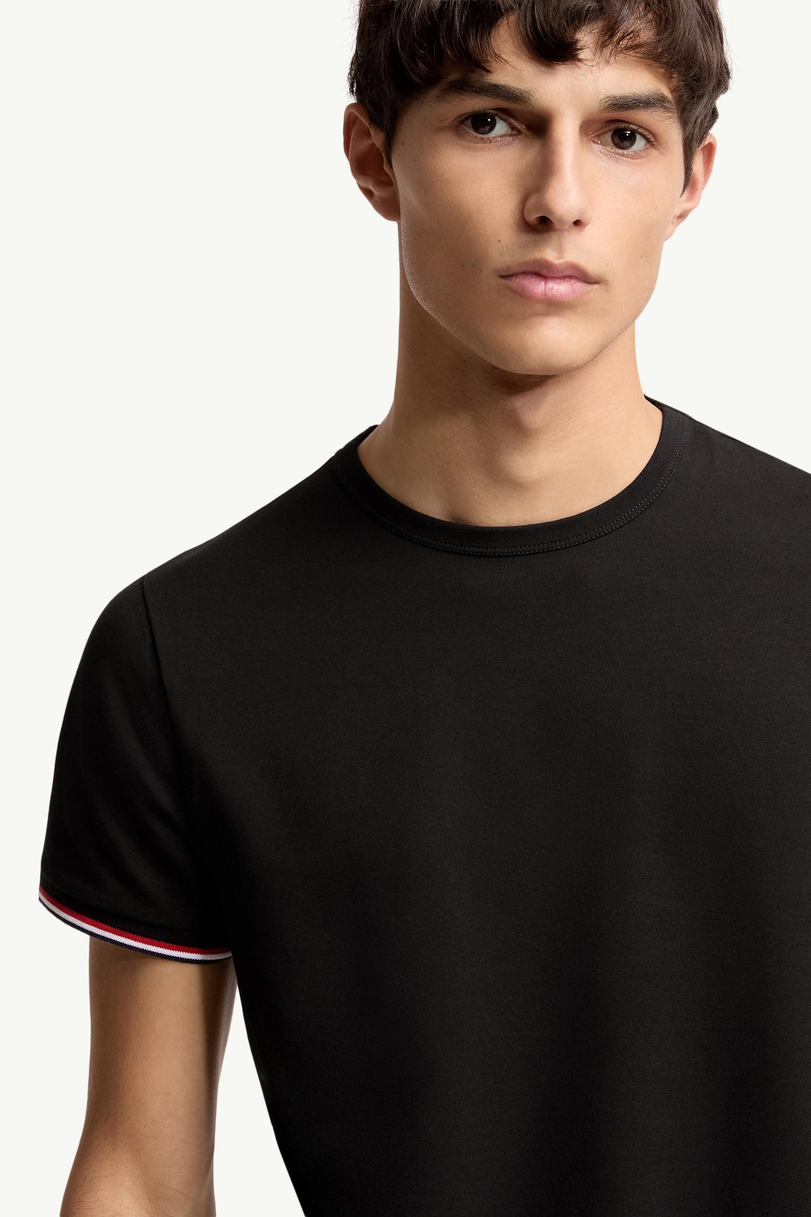 Moncler Tricolor-Trimmed Cotton T-Shirt Black Black