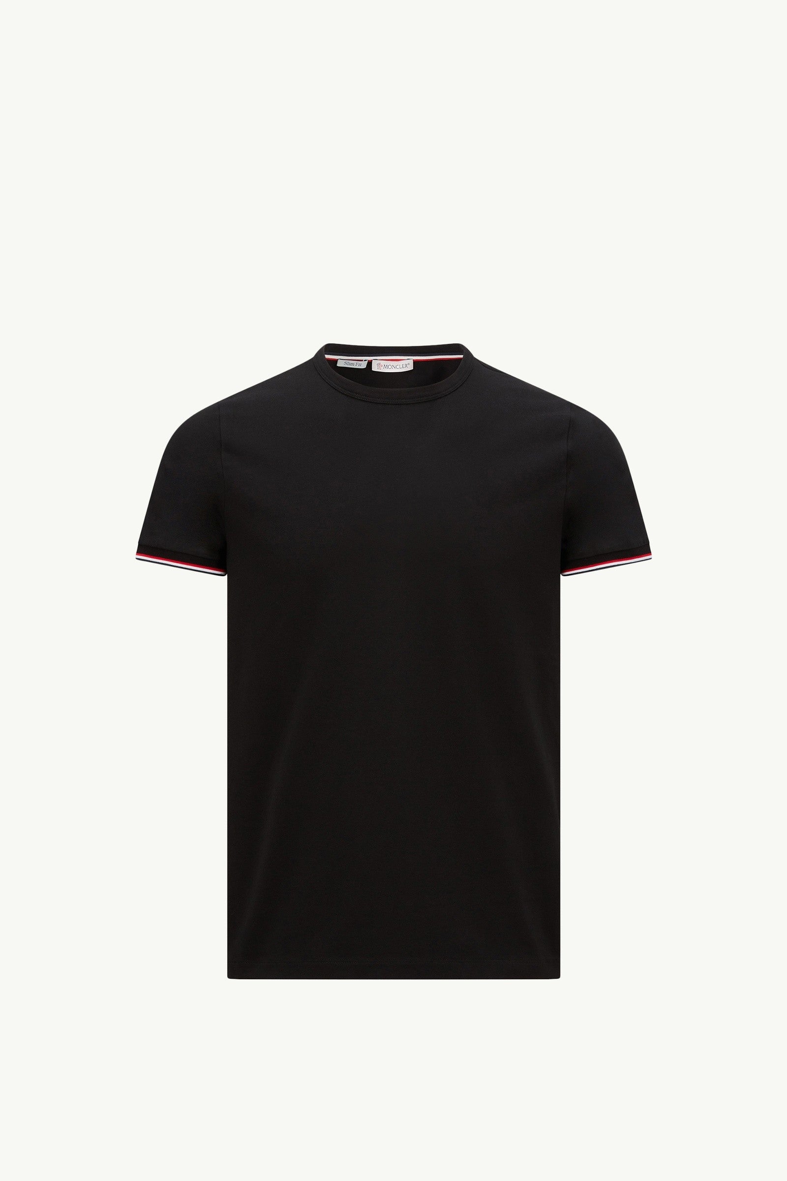 Moncler Tricolor-Trimmed Cotton T-Shirt Black Black
