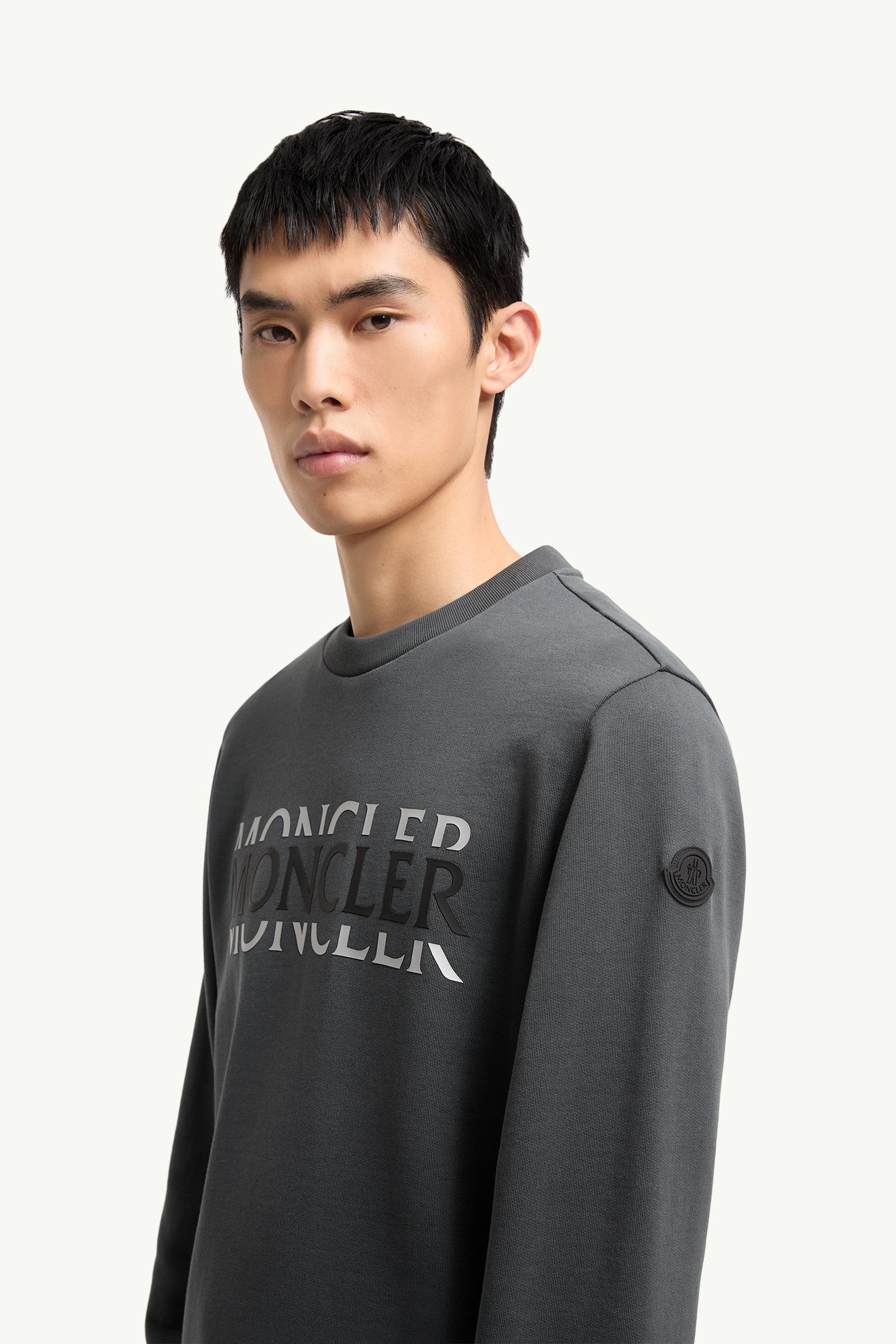 Moncler Logo Cotton Jersey Long Sleeve T-Shirt Dark Grey Dark Grey