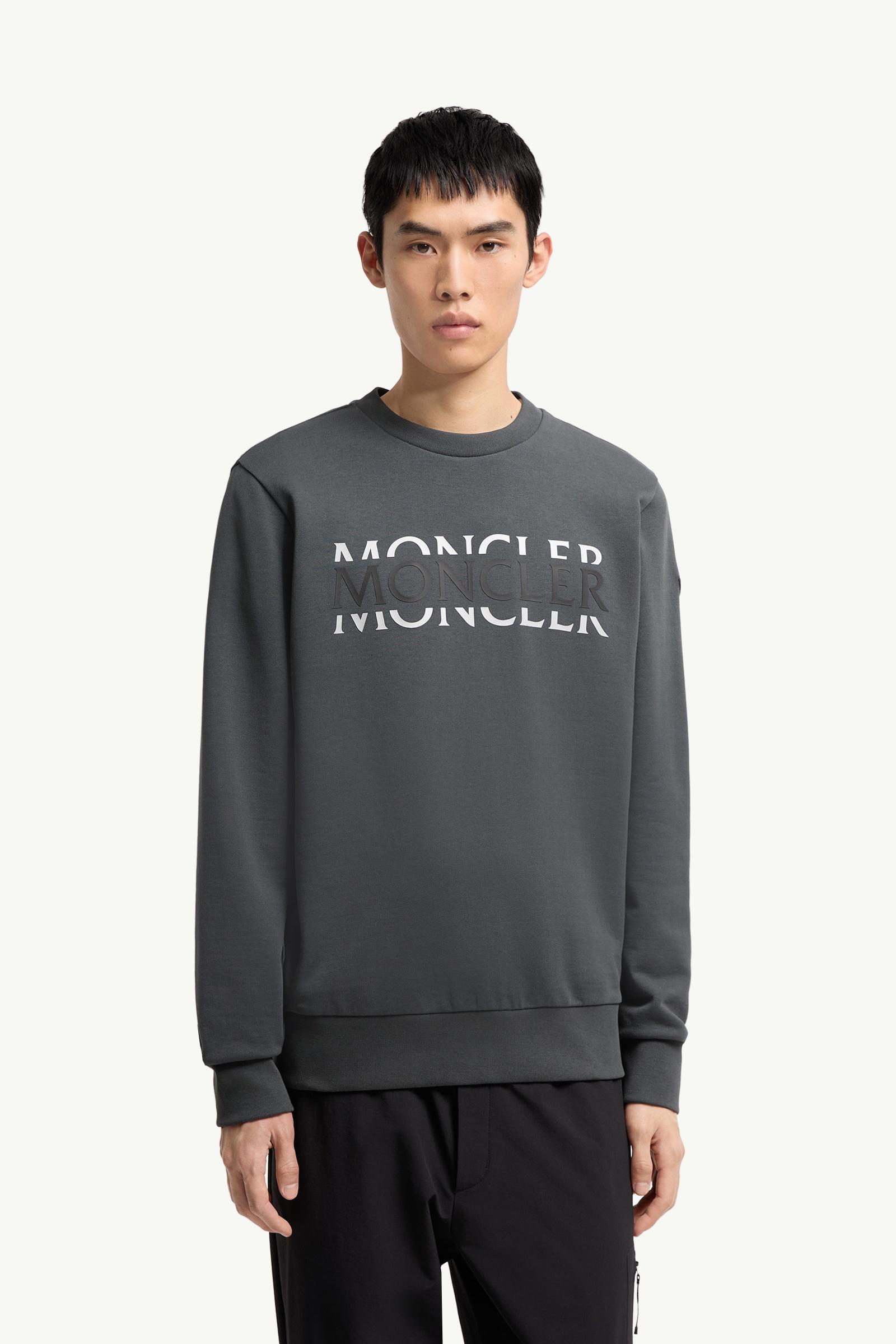 Moncler Logo Cotton Jersey Long Sleeve T-Shirt Dark Grey Dark Grey
