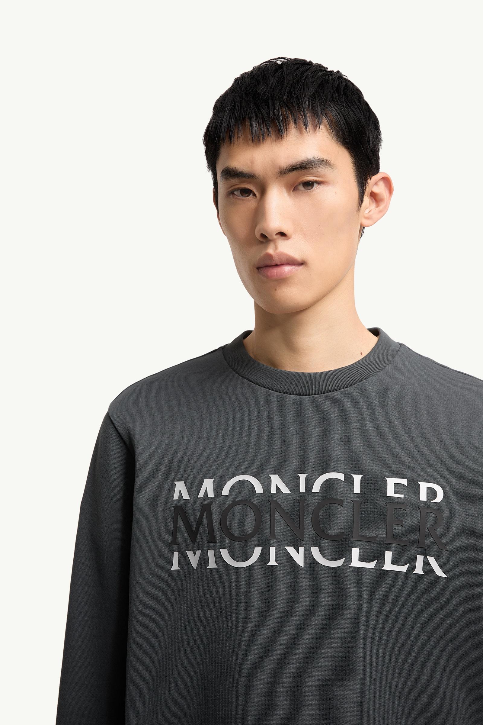 Moncler Logo Cotton Jersey Long Sleeve T-Shirt Dark Grey Dark Grey