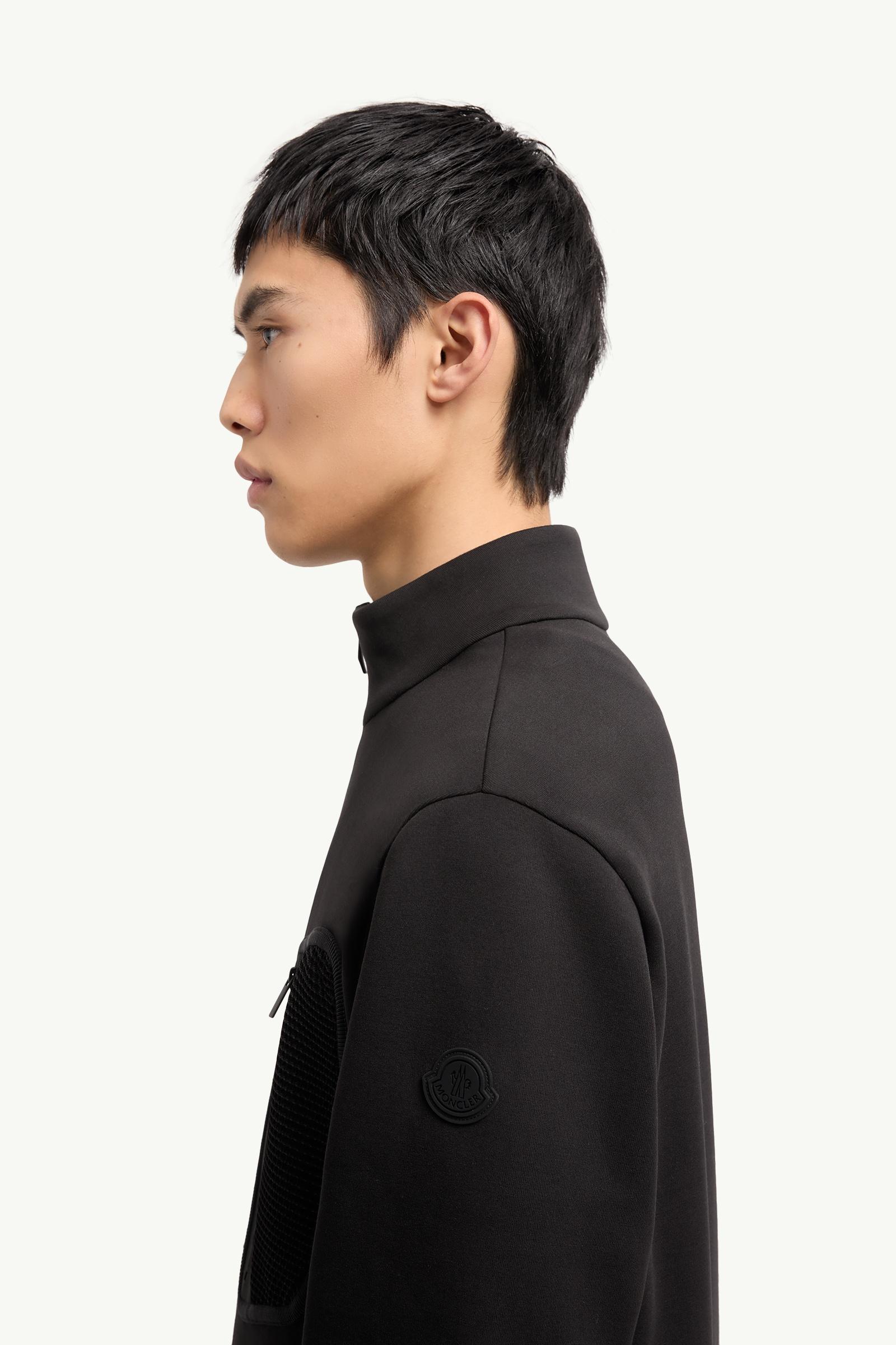 Moncler Logo Cotton Zip-Up Sweatshirt Black Black