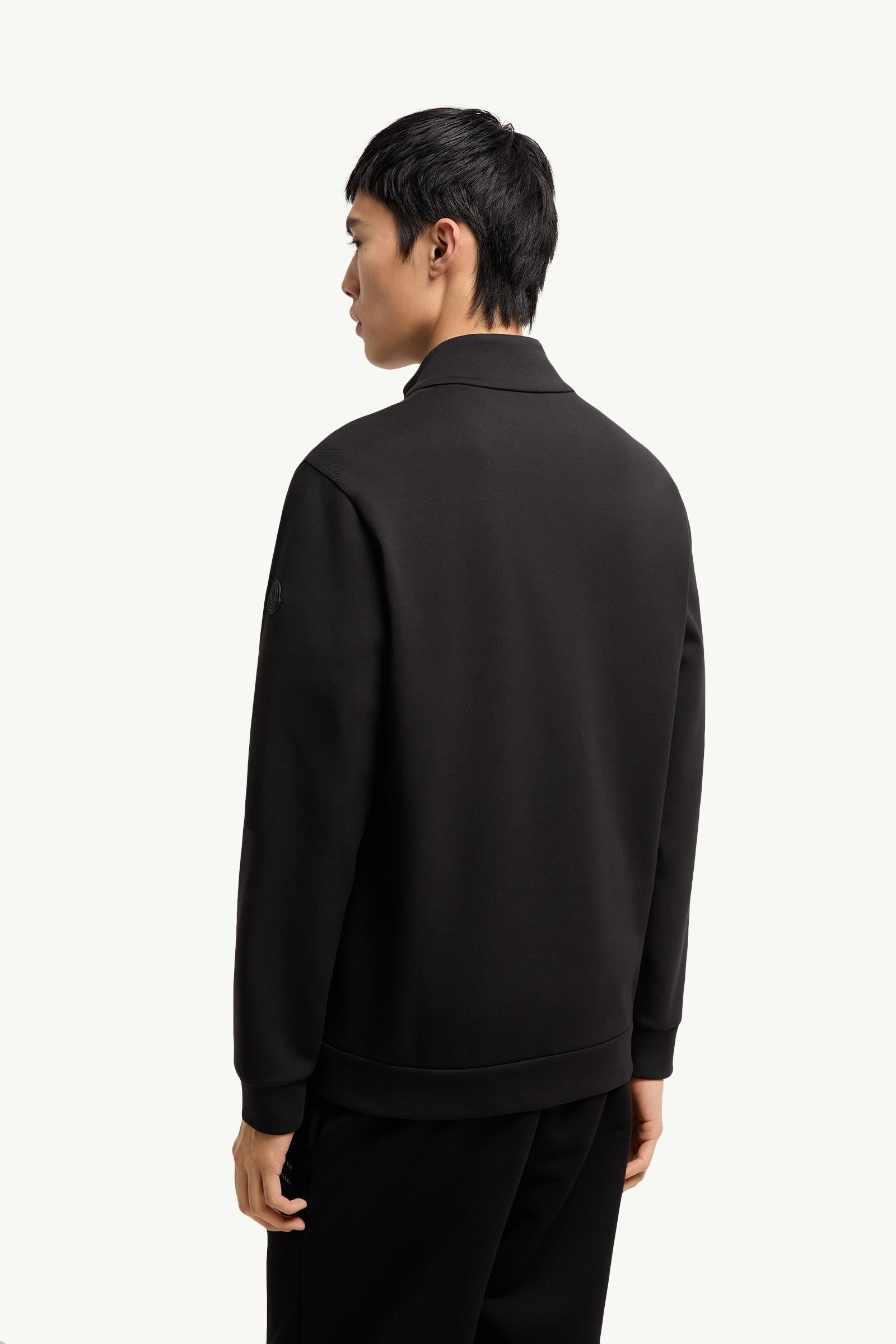 Moncler Logo Cotton Zip-Up Sweatshirt Black Black