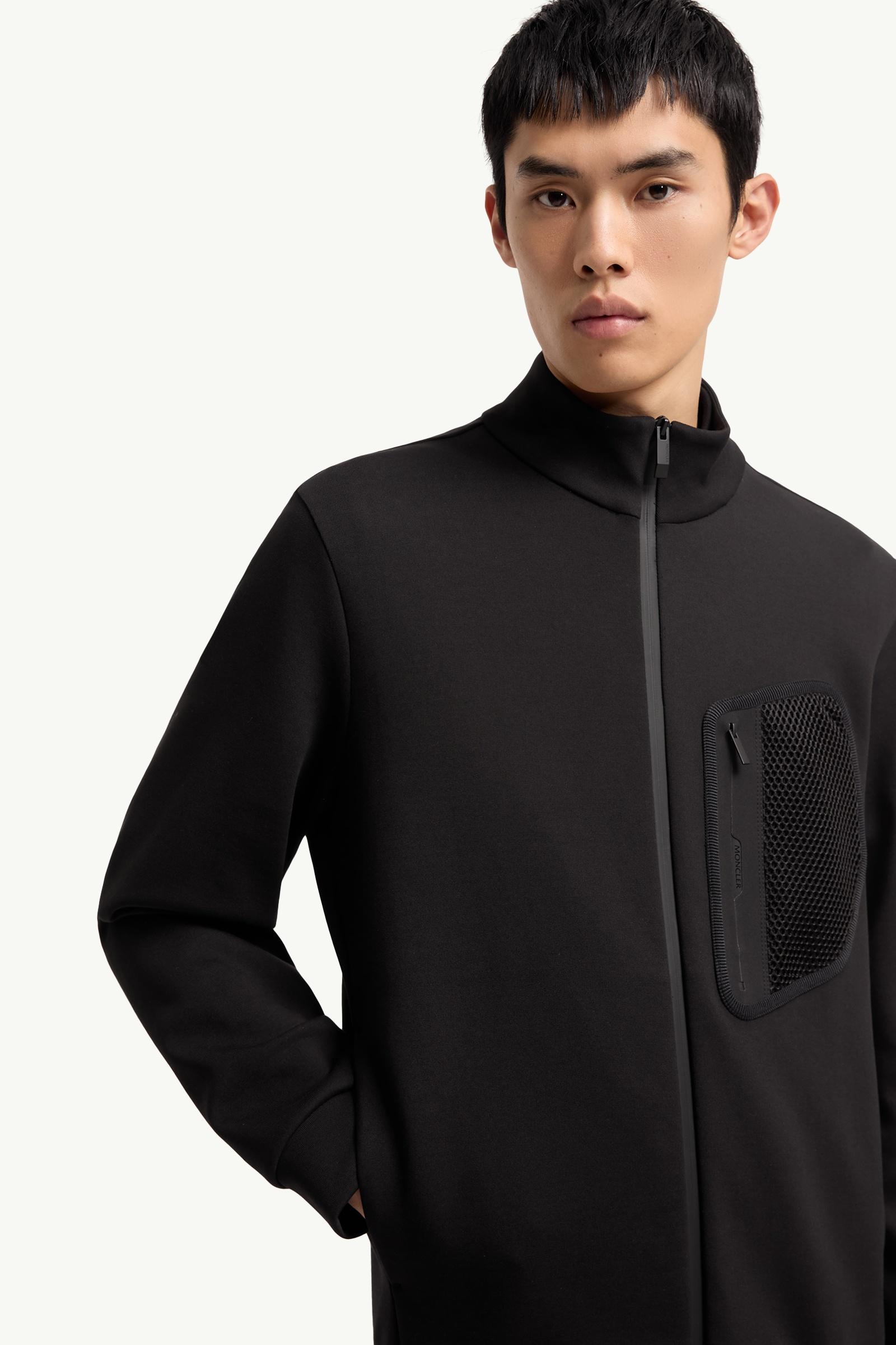 Moncler Logo Cotton Zip-Up Sweatshirt Black Black