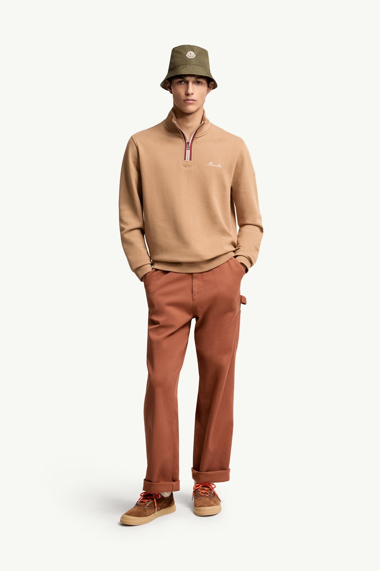Moncler Embroidered Logo Turtleneck Sweatshirt Camel Beige Camel Beige