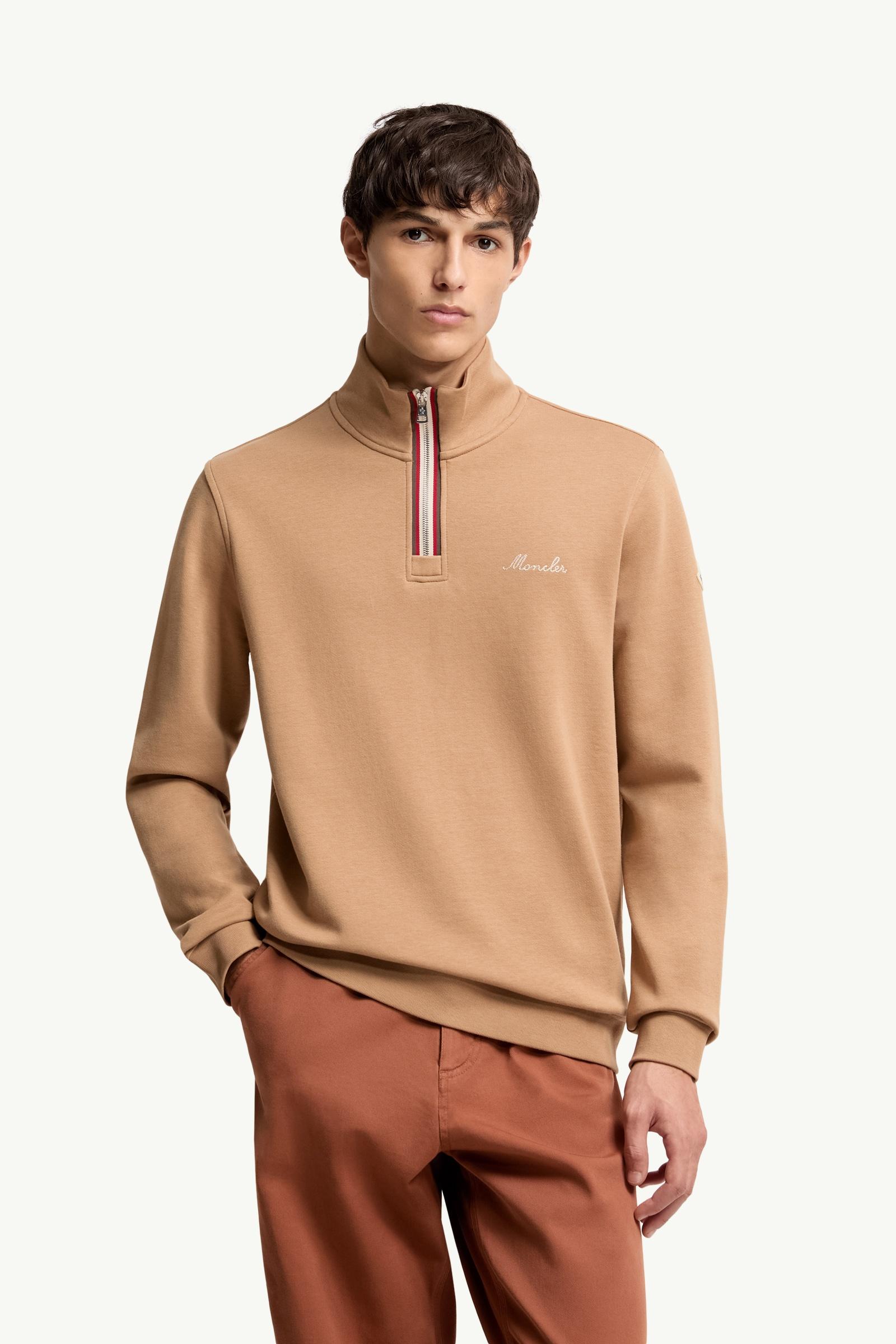 Moncler Embroidered Logo Turtleneck Sweatshirt Camel Beige Camel Beige