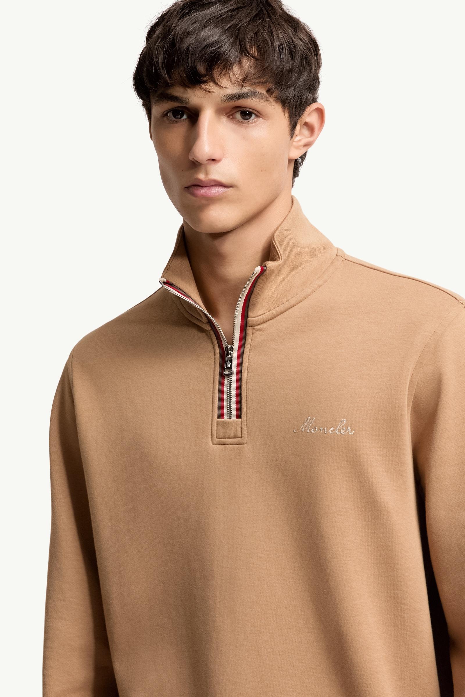 Moncler Embroidered Logo Turtleneck Sweatshirt Camel Beige Camel Beige