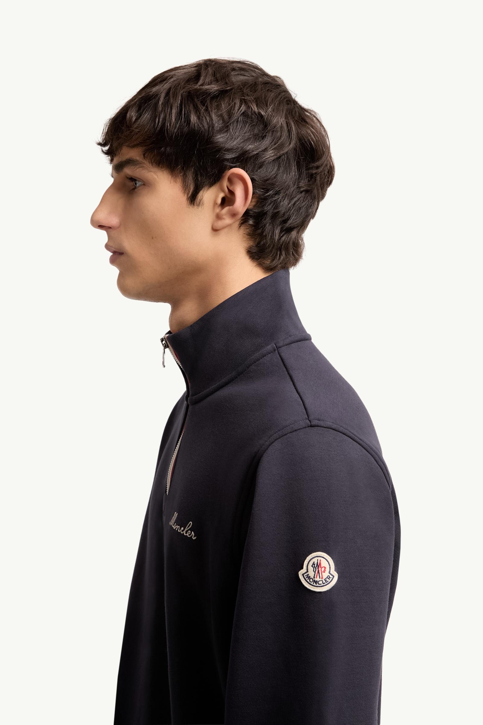 Moncler Embroidered Logo Turtleneck Sweatshirt Navy Blue Navy Blue