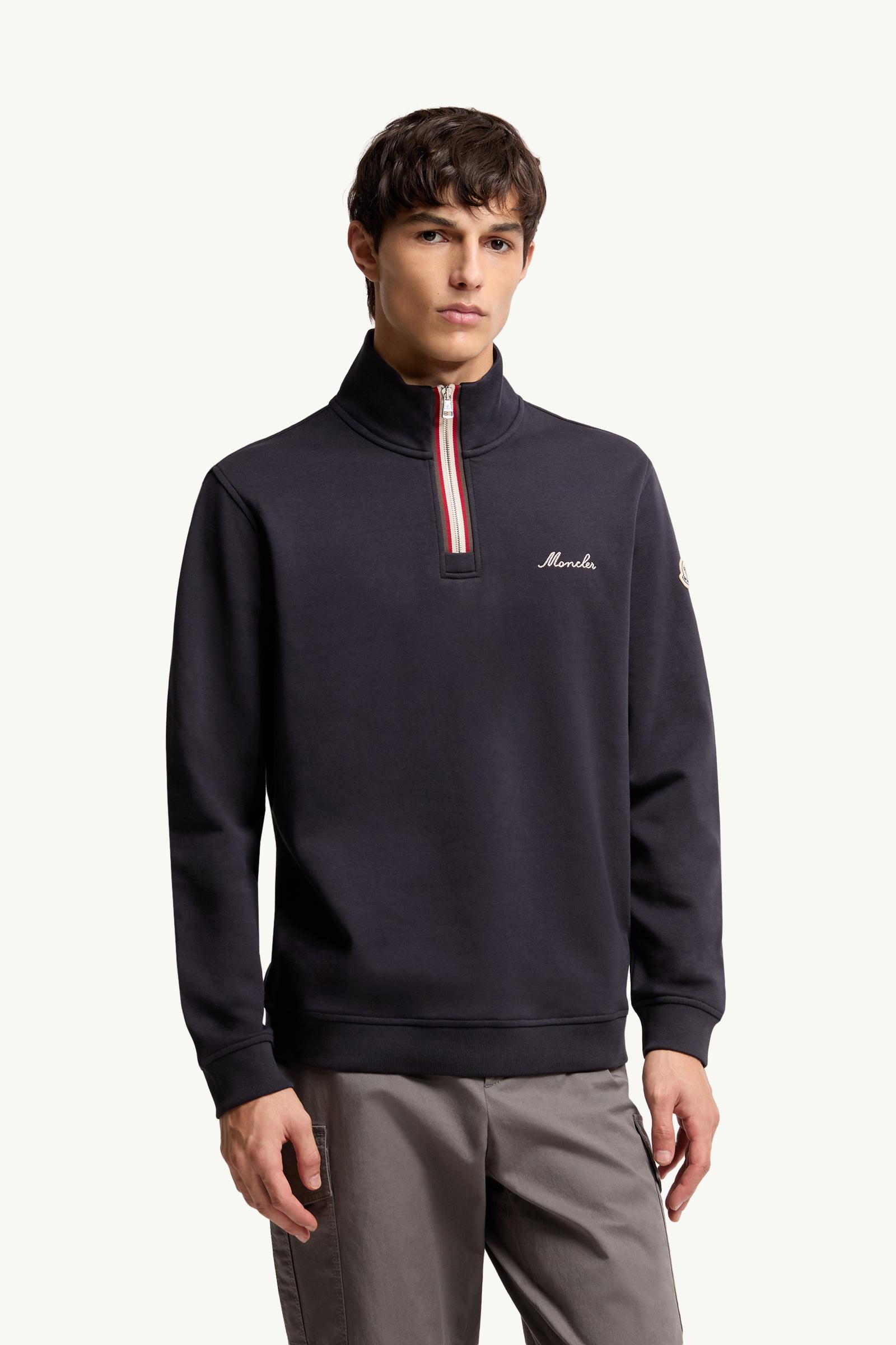 Moncler Embroidered Logo Turtleneck Sweatshirt Navy Blue Navy Blue