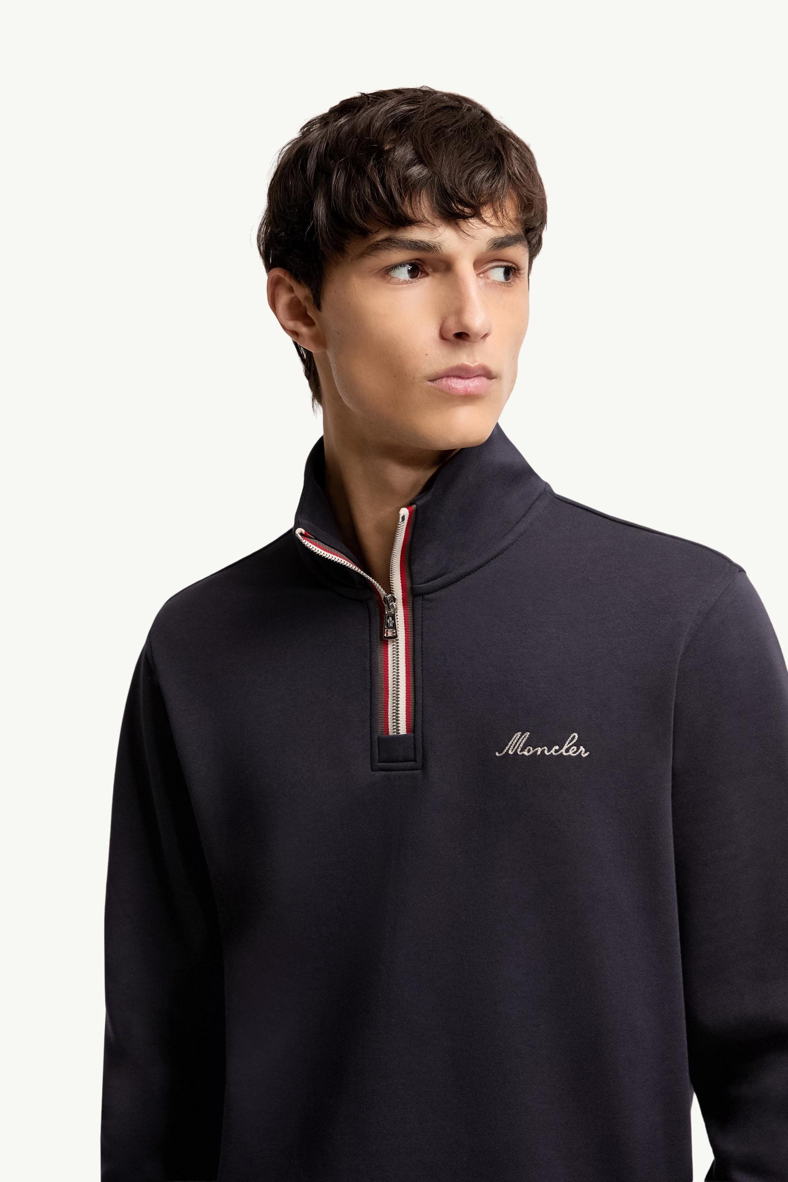 Moncler Embroidered Logo Turtleneck Sweatshirt Navy Blue Navy Blue