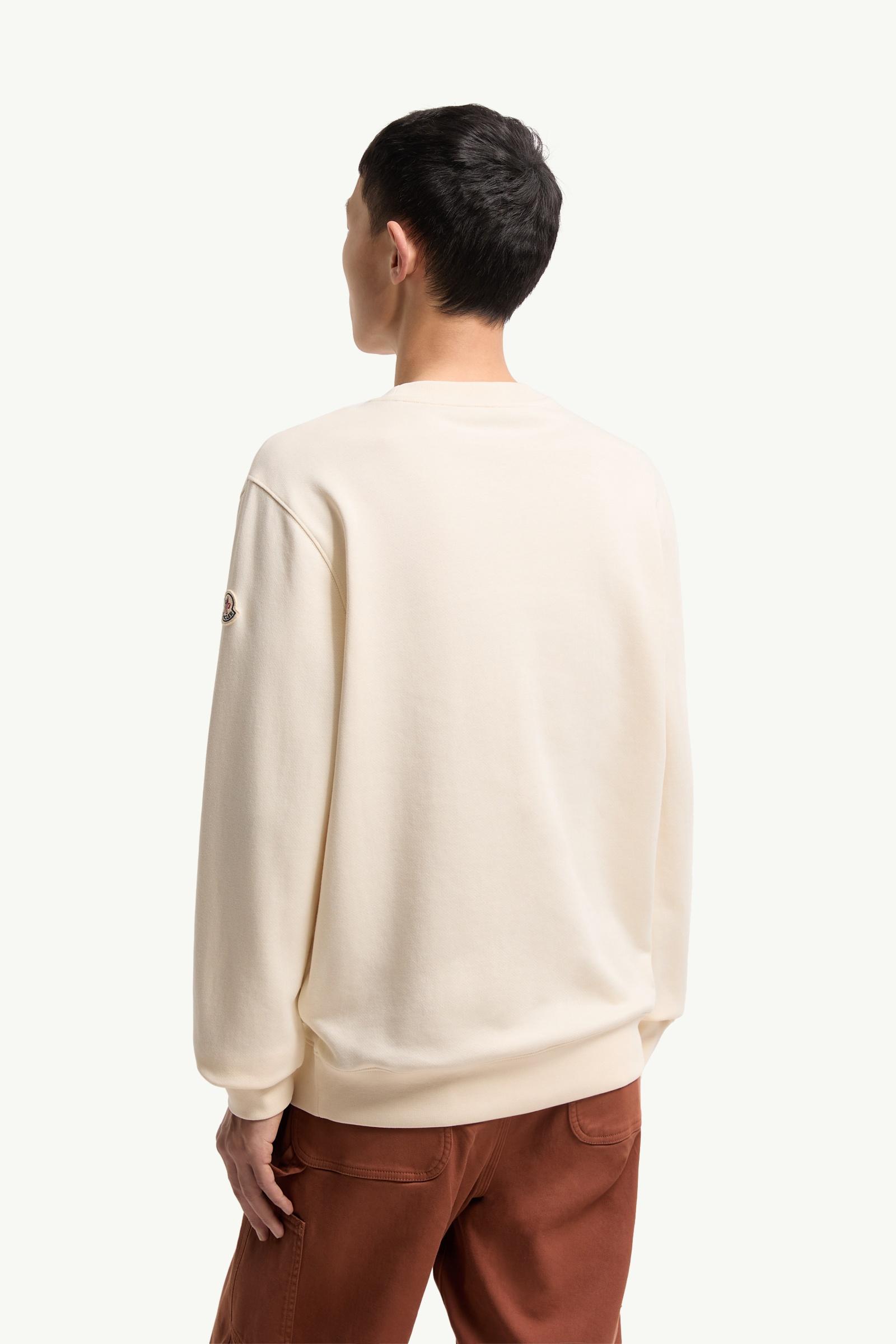Moncler Cotton Blend Logo Sweatshirt White Ivory White Ivory