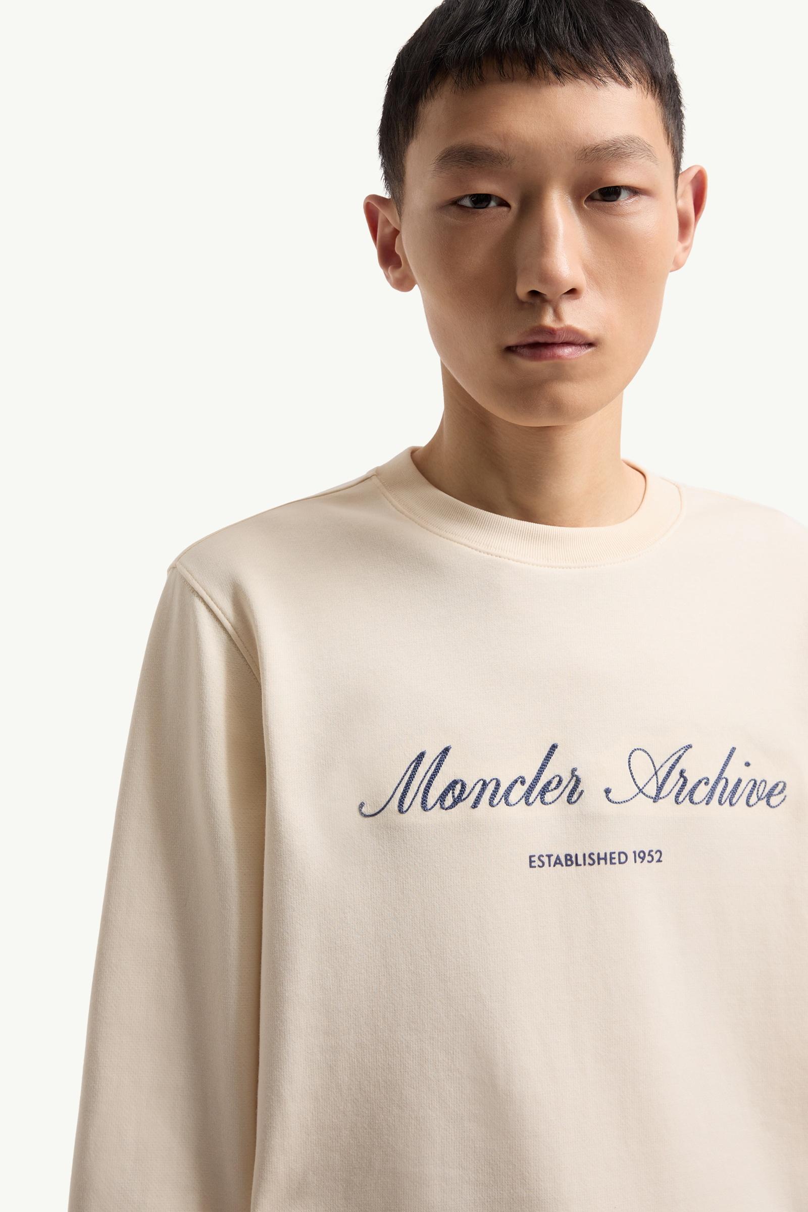 Moncler Cotton Blend Logo Sweatshirt White Ivory White Ivory